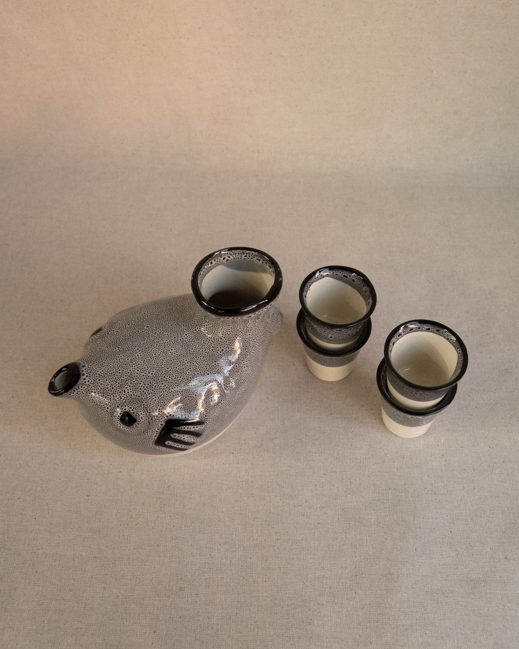 Ceramic fugu sake set, Made in Japan