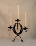 Wrought iron brutalist horseshoe candelabra