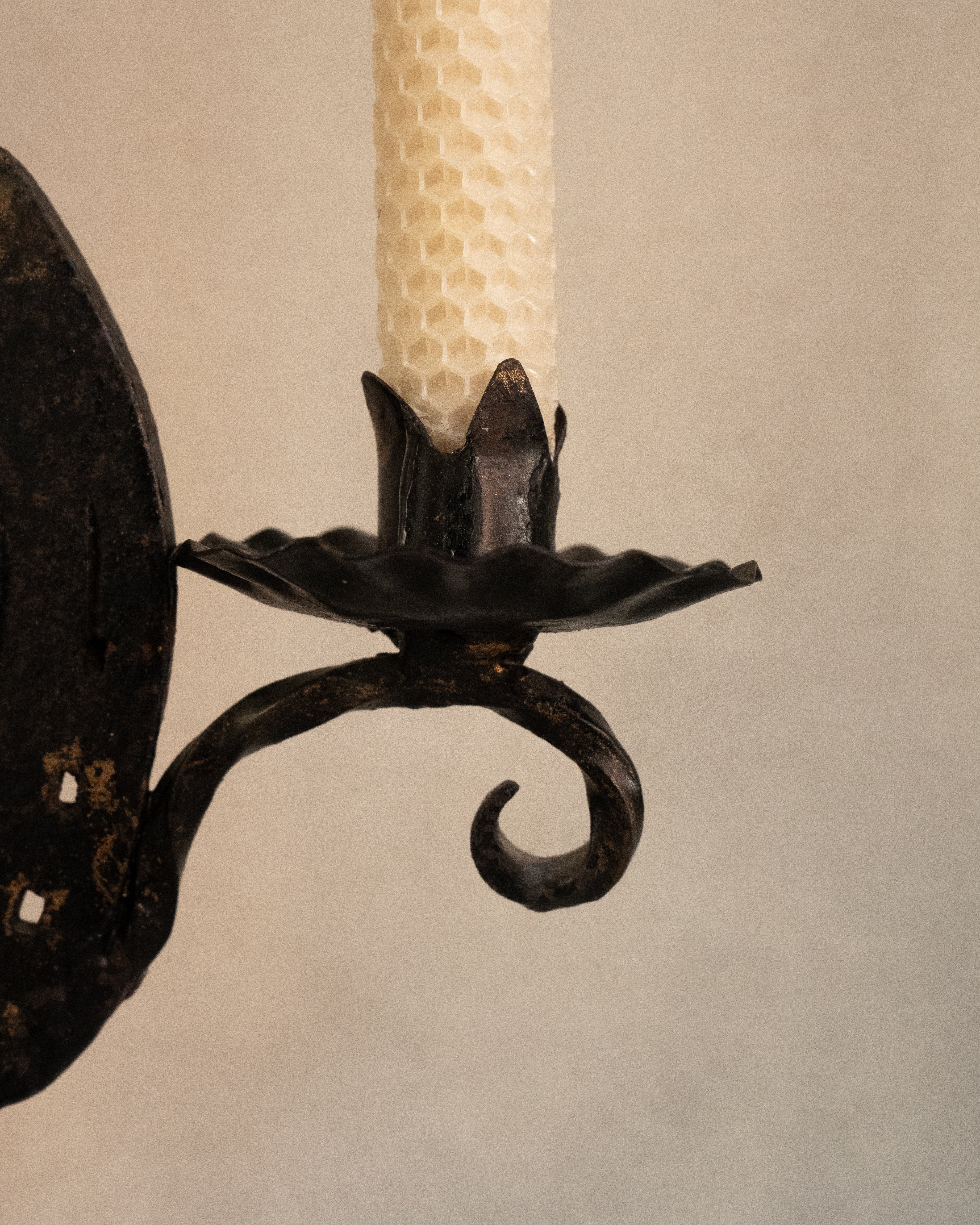 Wrought iron brutalist horseshoe candelabra