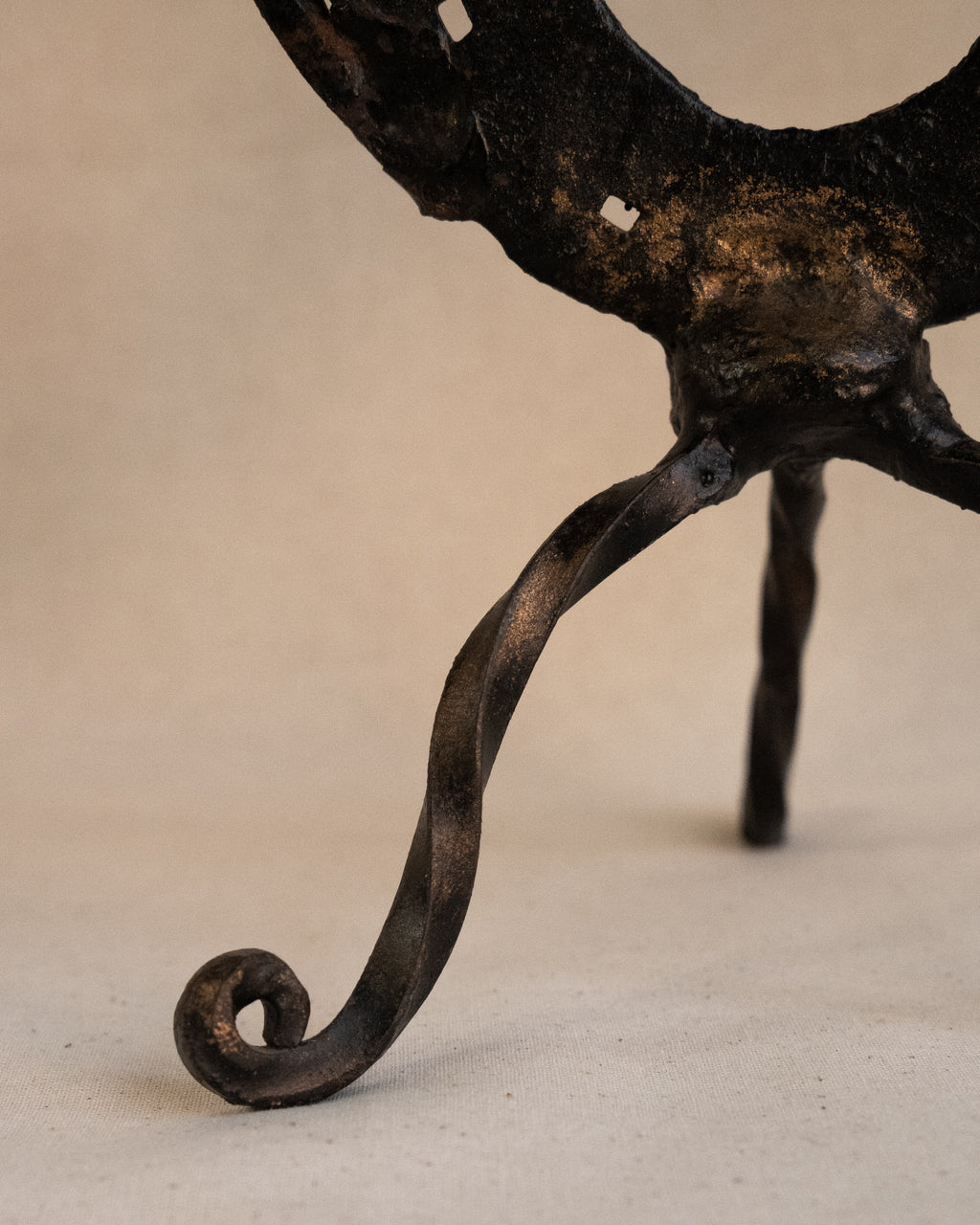 Wrought iron brutalist horseshoe candelabra