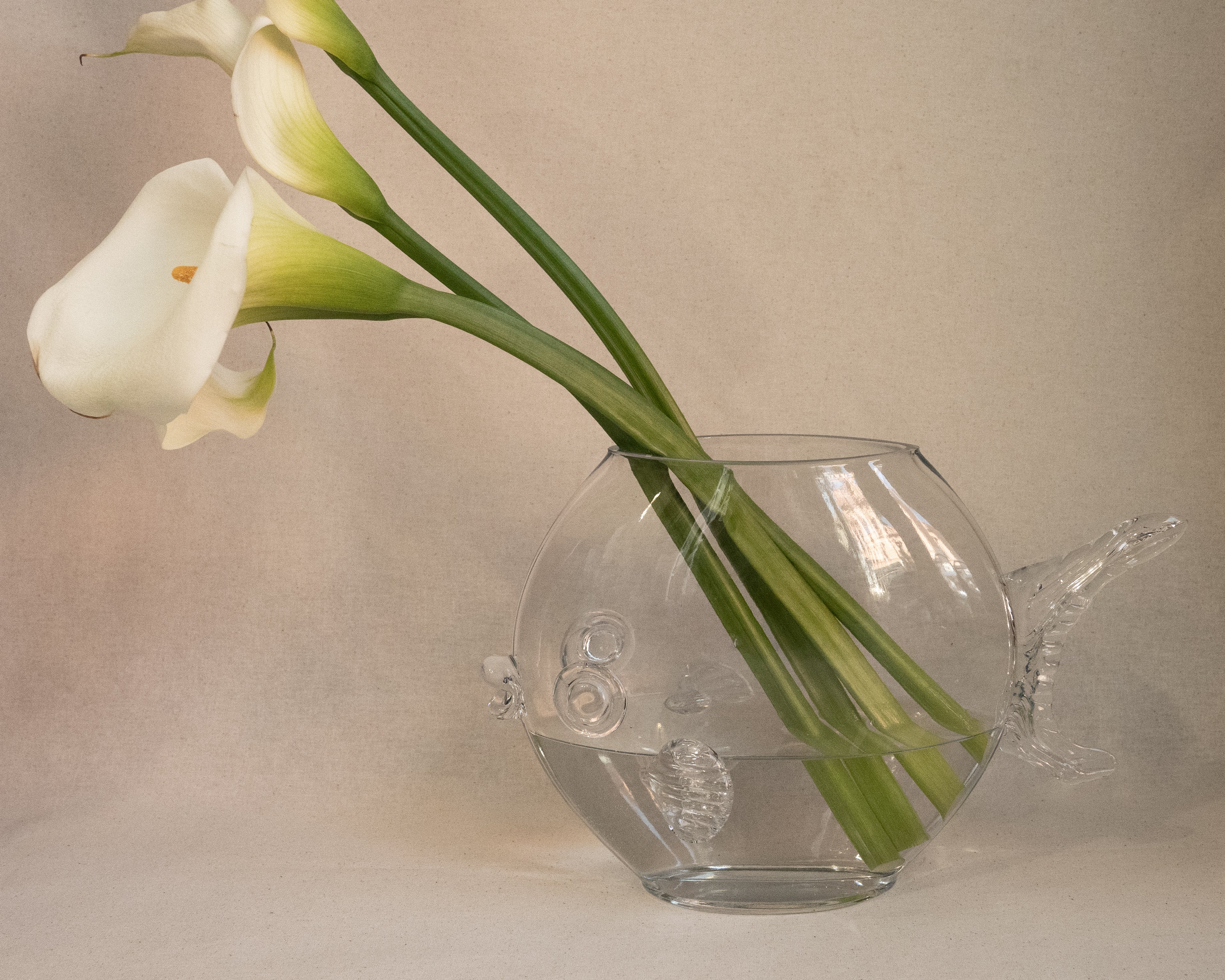 Clear fish art glass vase