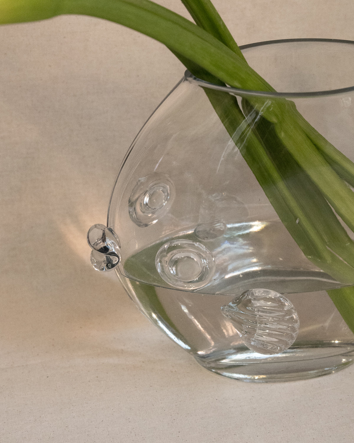 Clear fish art glass vase