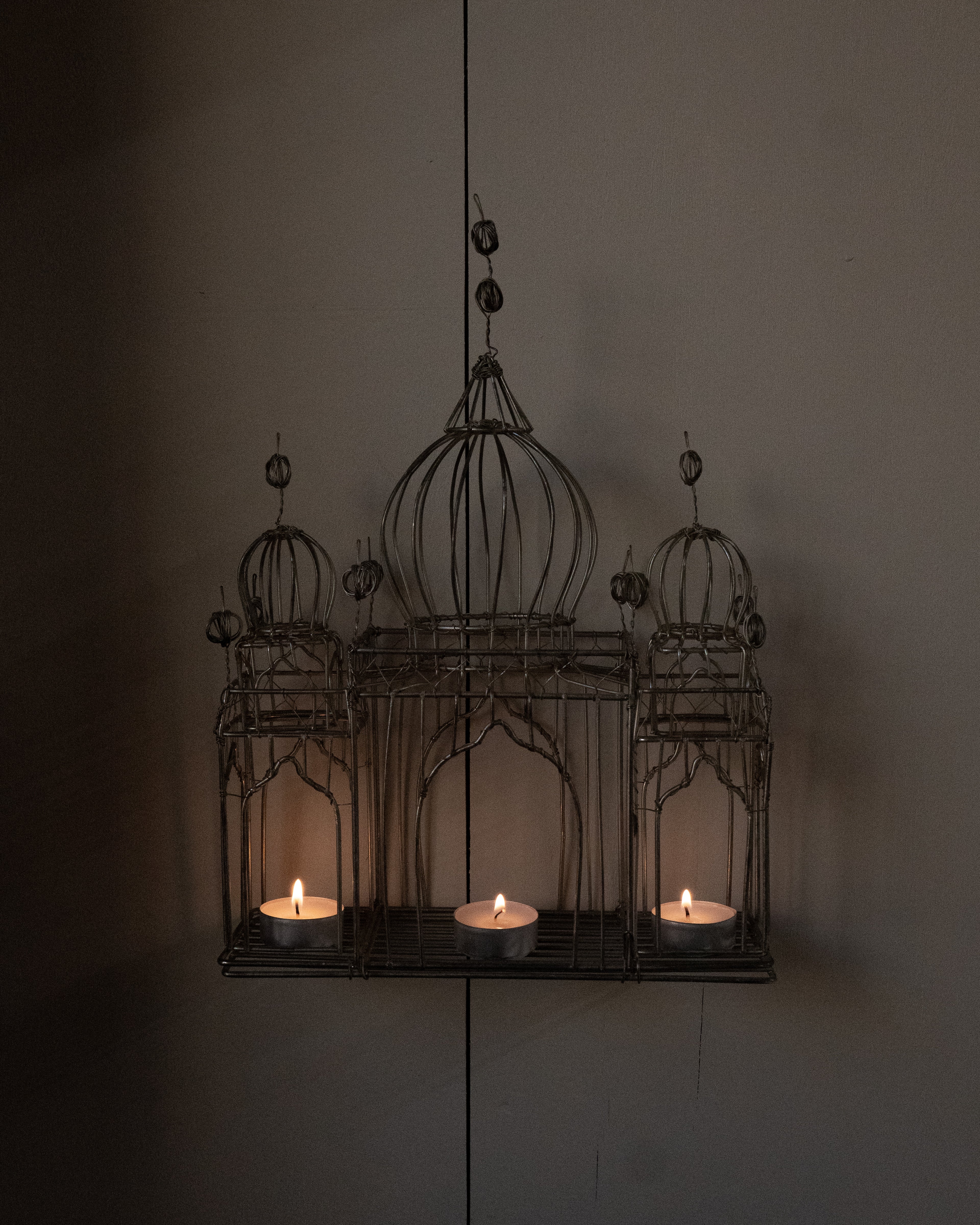 Temple wire art sculpture and candle holder