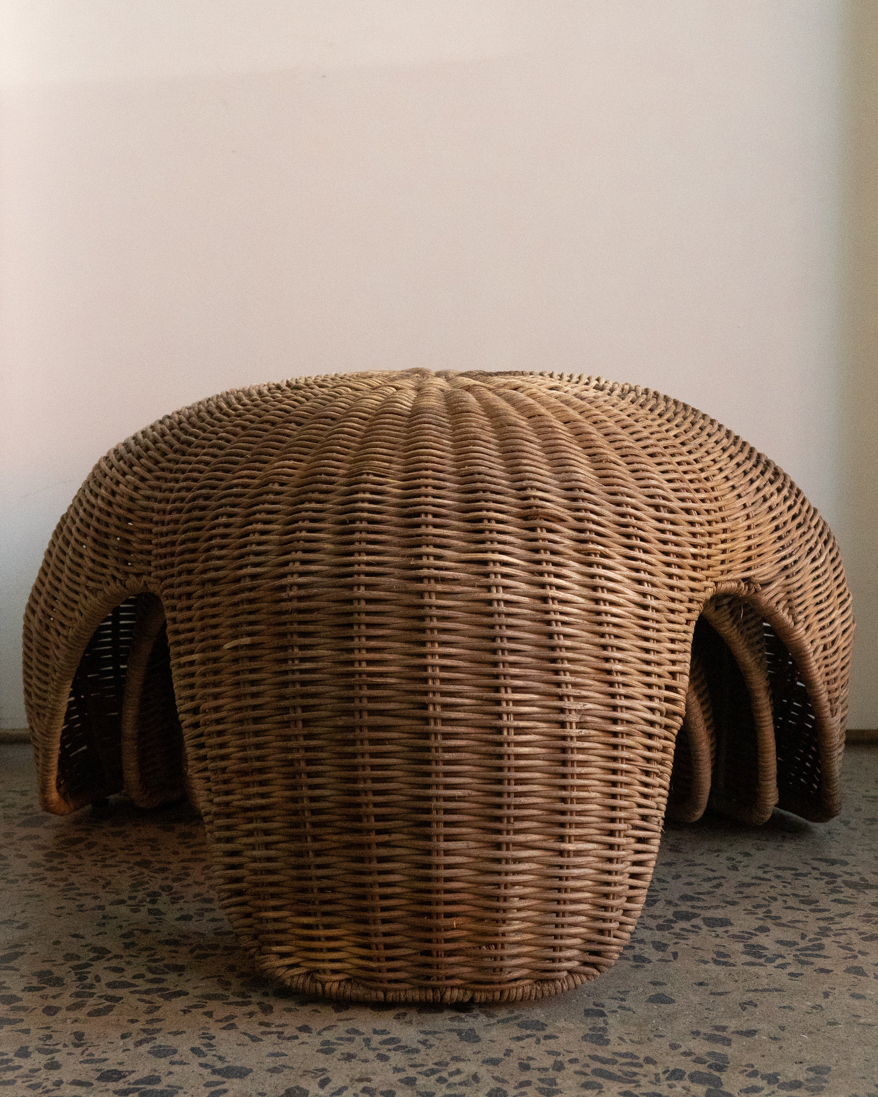 Set of 3 stackable rattan stools