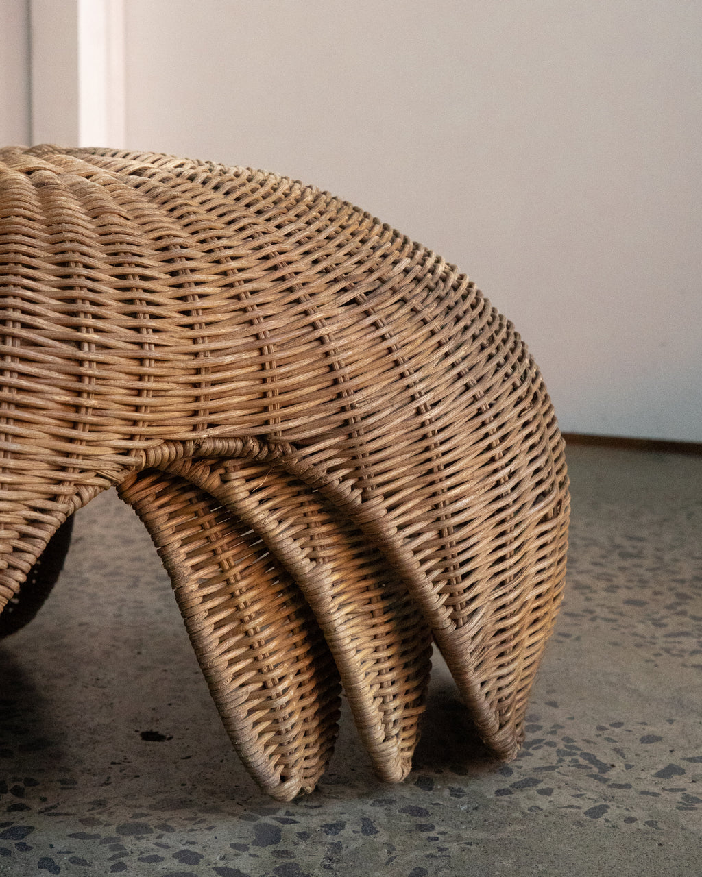 Set of 3 stackable rattan stools