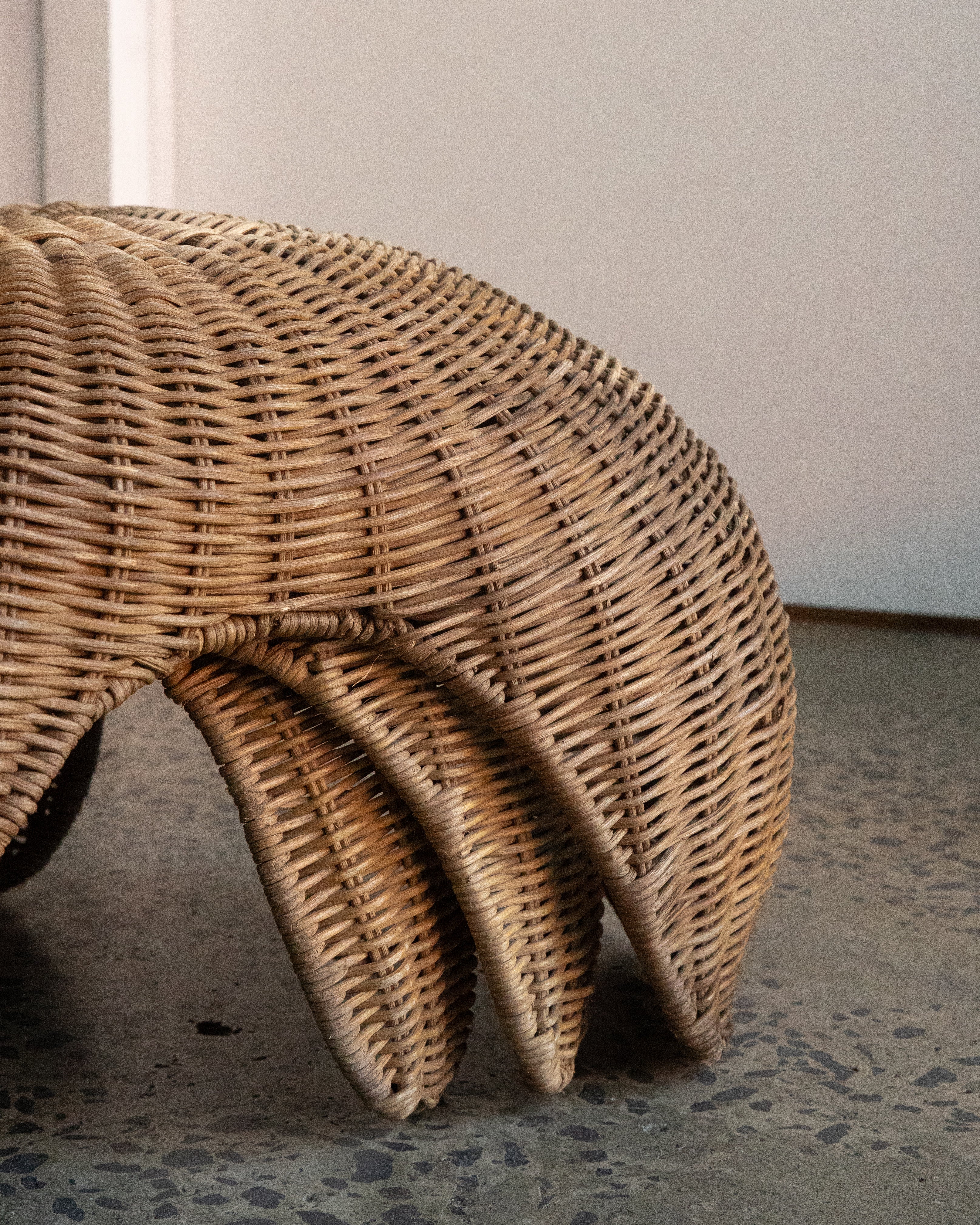 Set of 3 stackable rattan stools