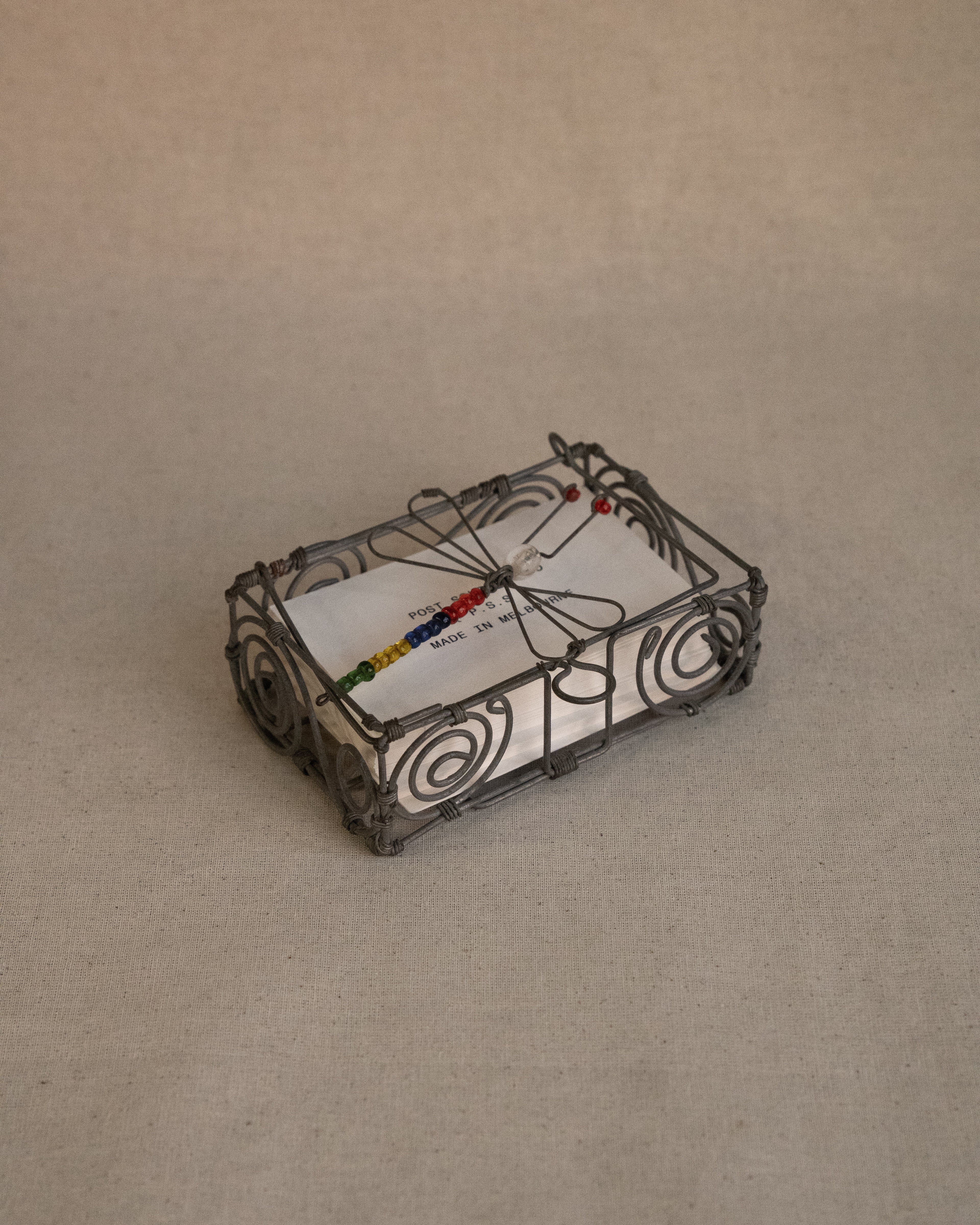 Beaded dragonfly wire art spirals box