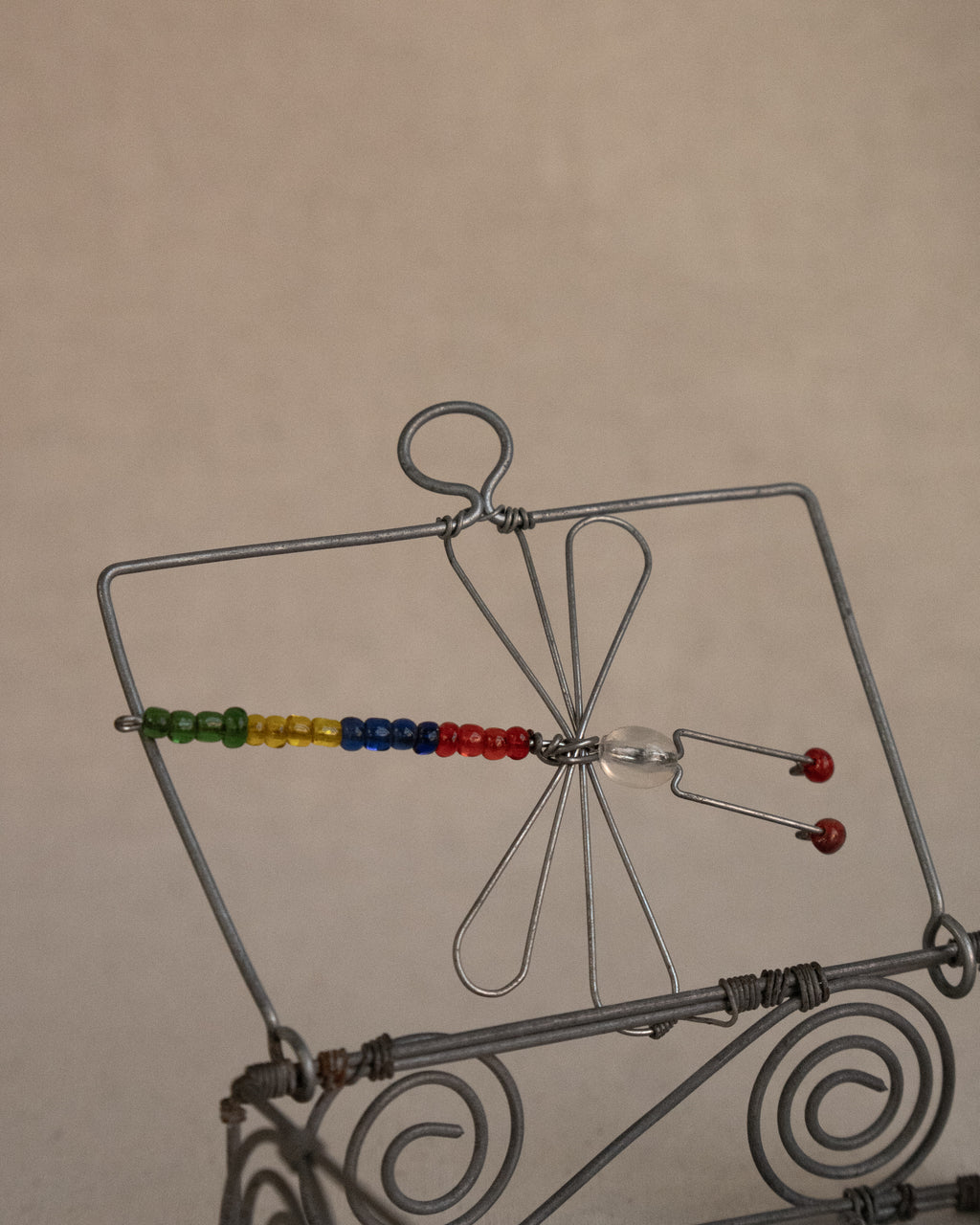 Beaded dragonfly wire art spirals box