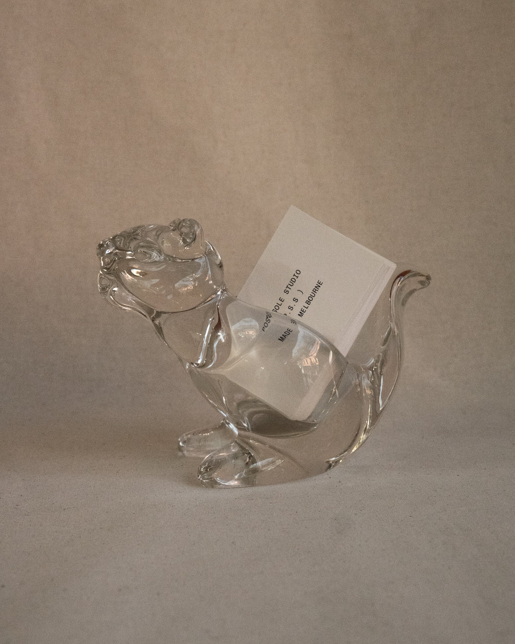 Clear squirrel art glass dish