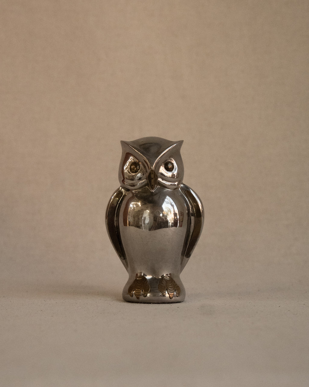 Pewter owl with brass details