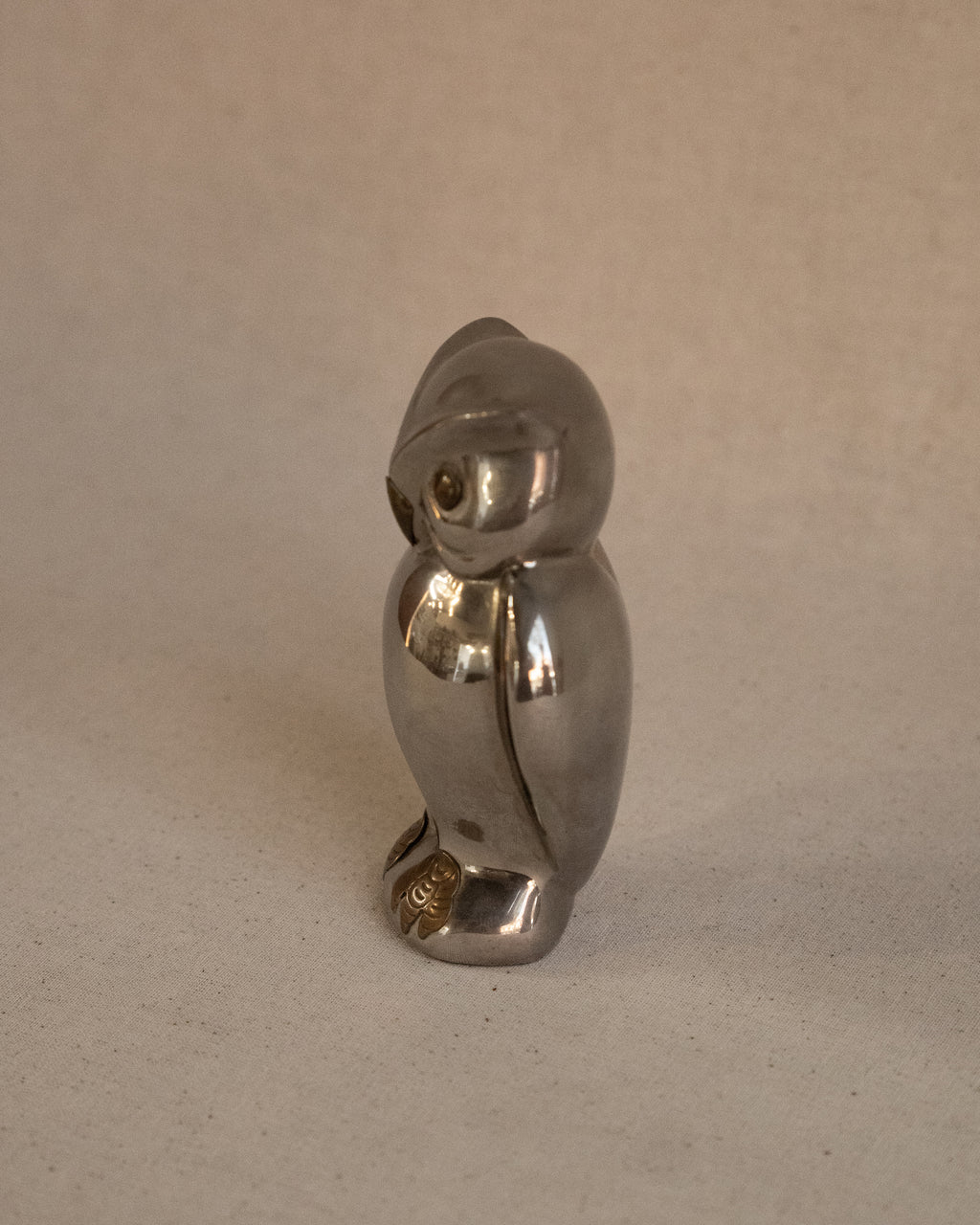 Pewter owl with brass details