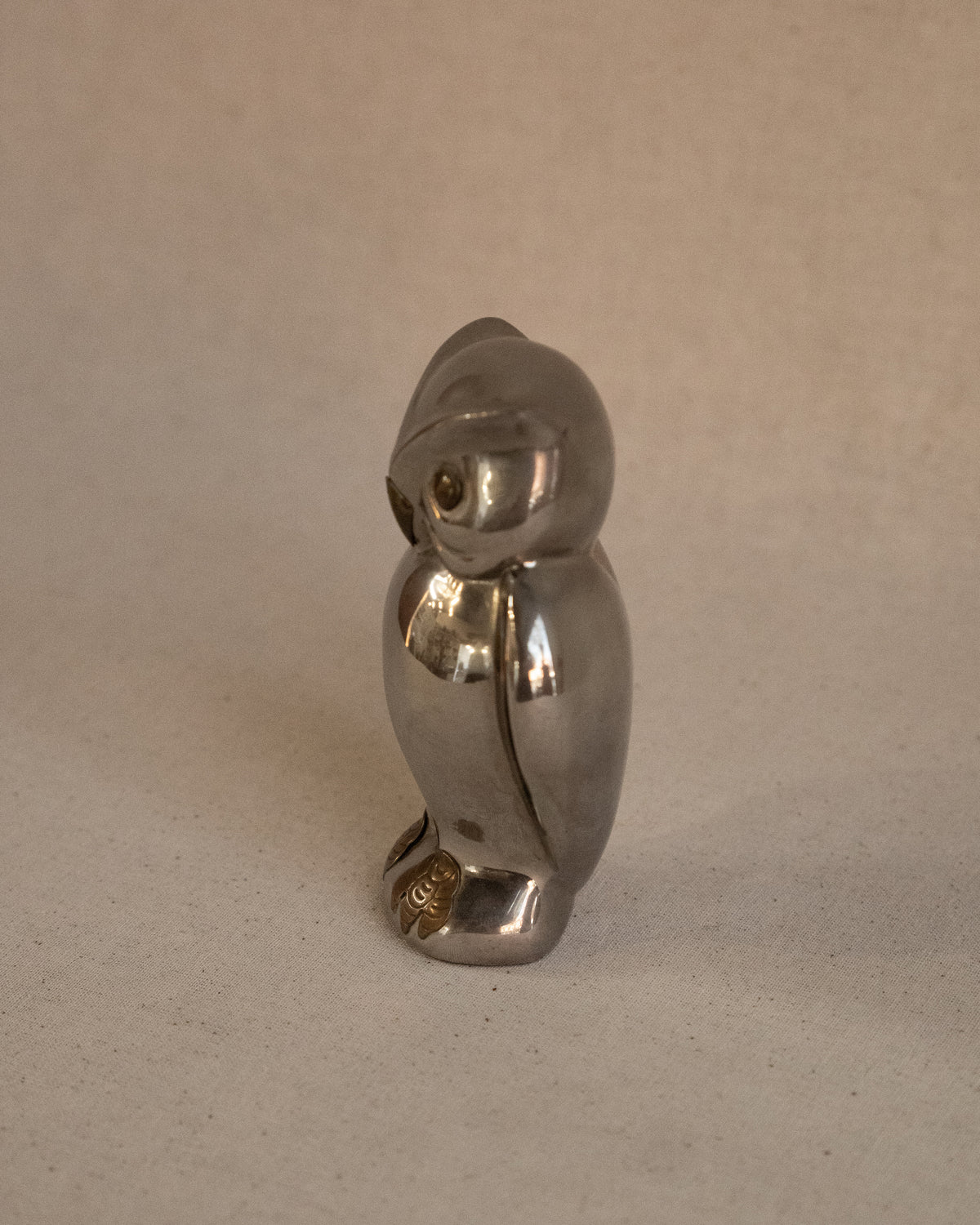 Pewter owl with brass details