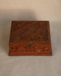 Chip carve wooden box with red velvet feel lining