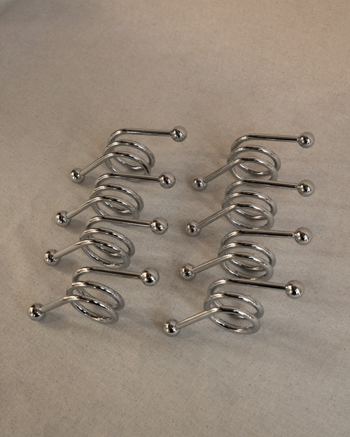 Set of 8 chrome spiral napkin rings