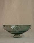 Art glass bowl with shells and etchings of jellyfish, Made by Adelaide based glass blower Meg Caslake