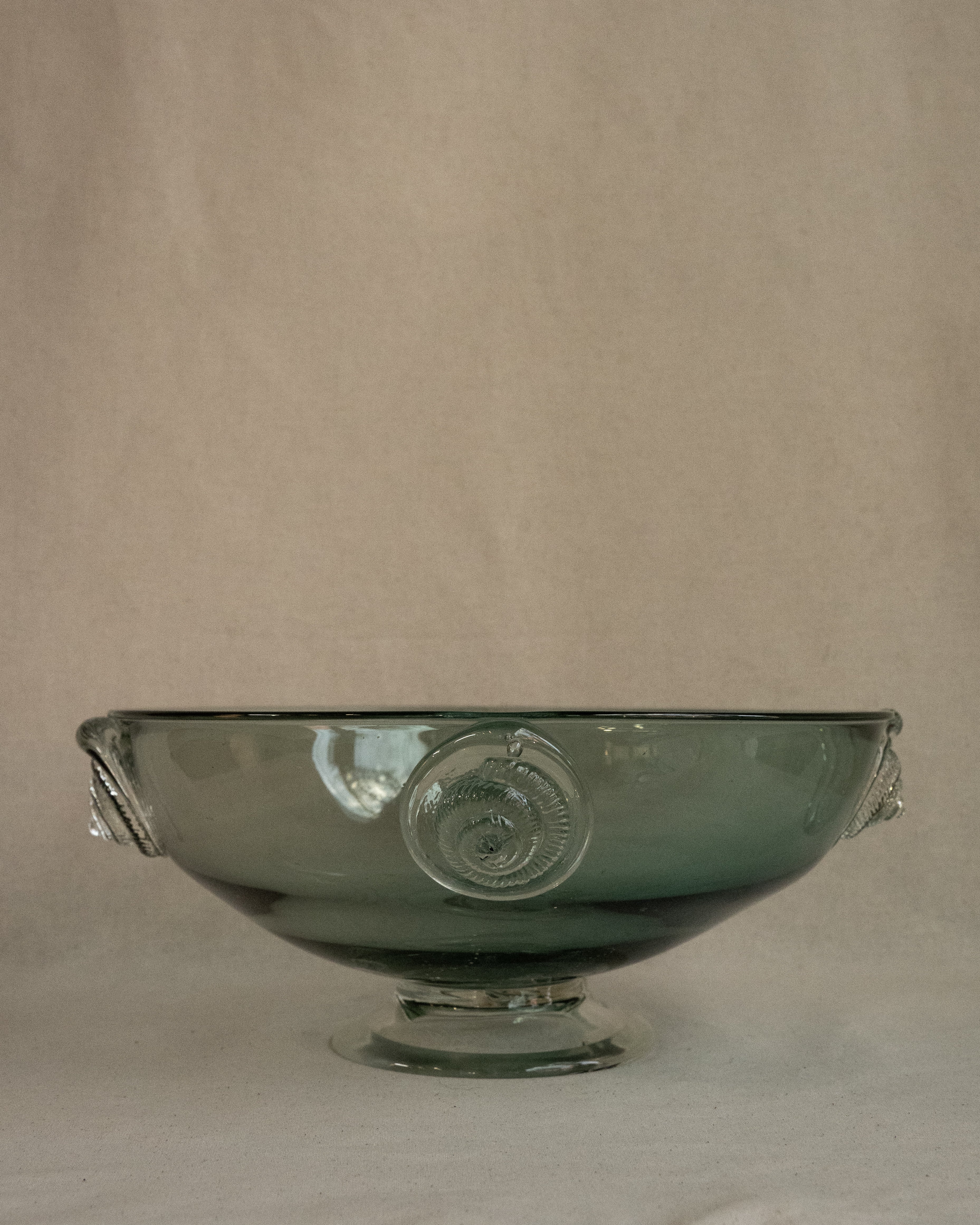 Art glass bowl with shells and etchings of jellyfish, Made by Adelaide based glass blower Meg Caslake