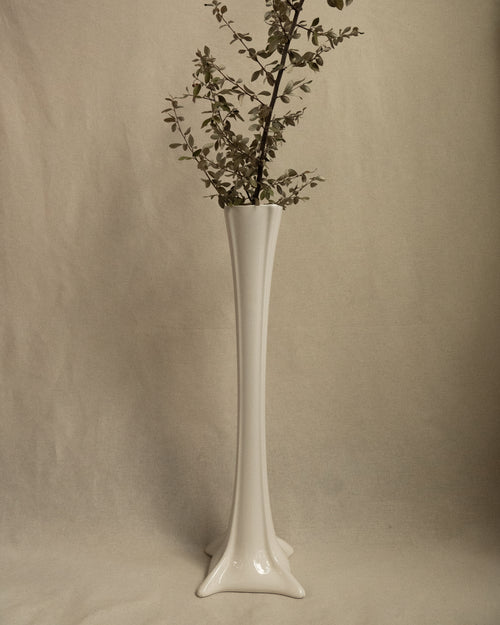 Tall white ceramic vase