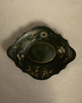 French green hand painted metal dish