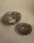 Pair of silver finish bowls with rose details