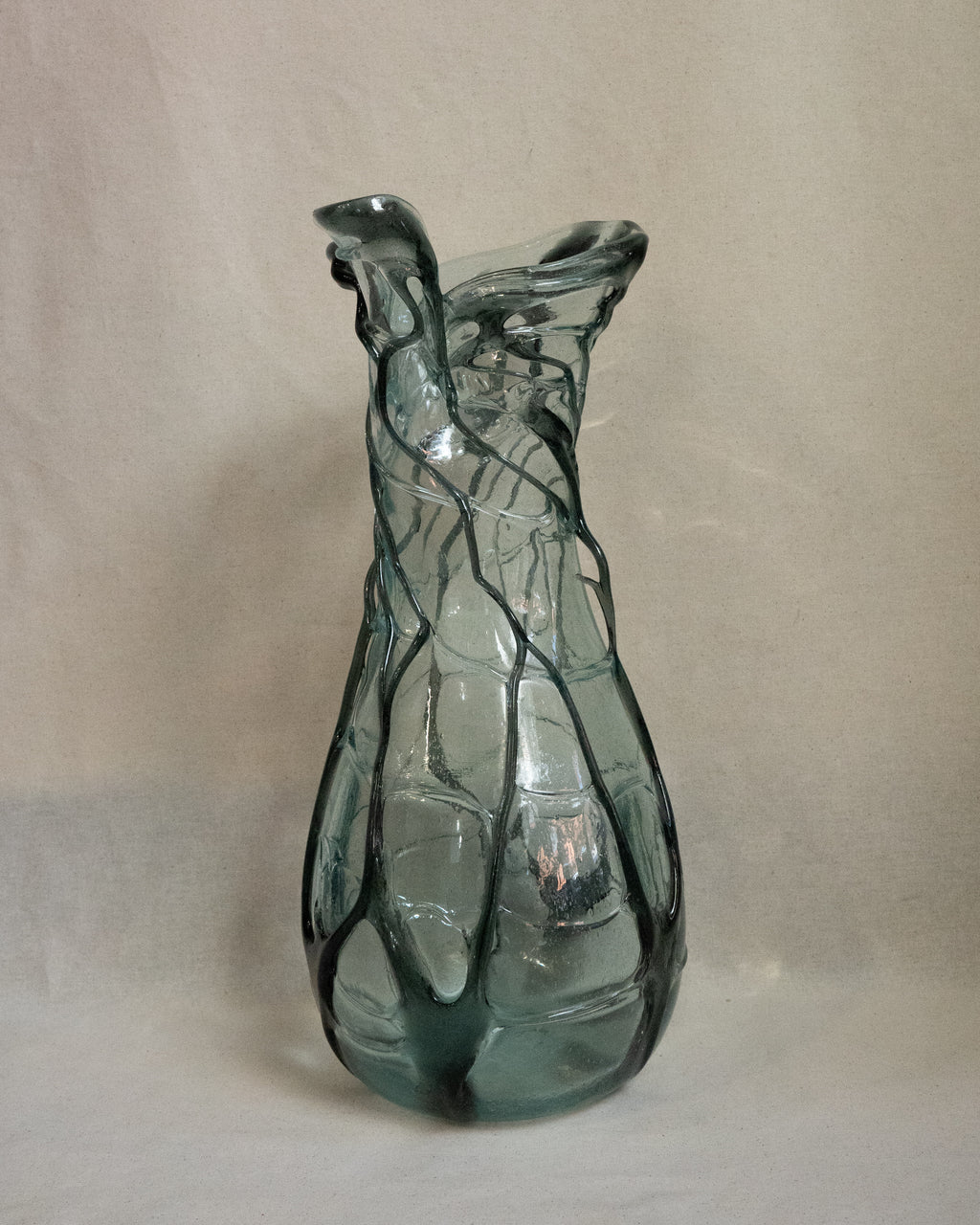 Hand blown blue art glass vase in art nouveau syle