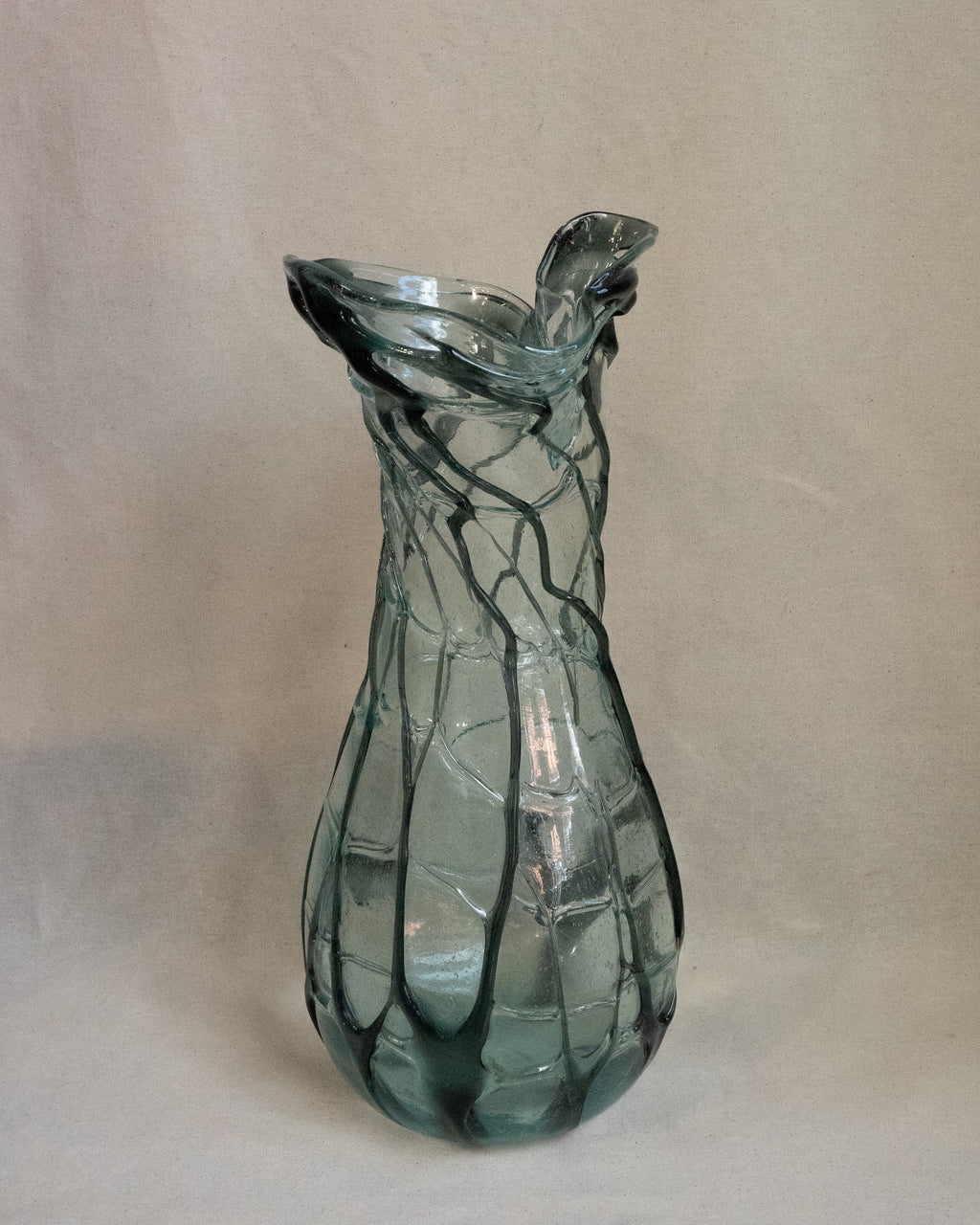 Hand blown blue art glass vase in art nouveau syle