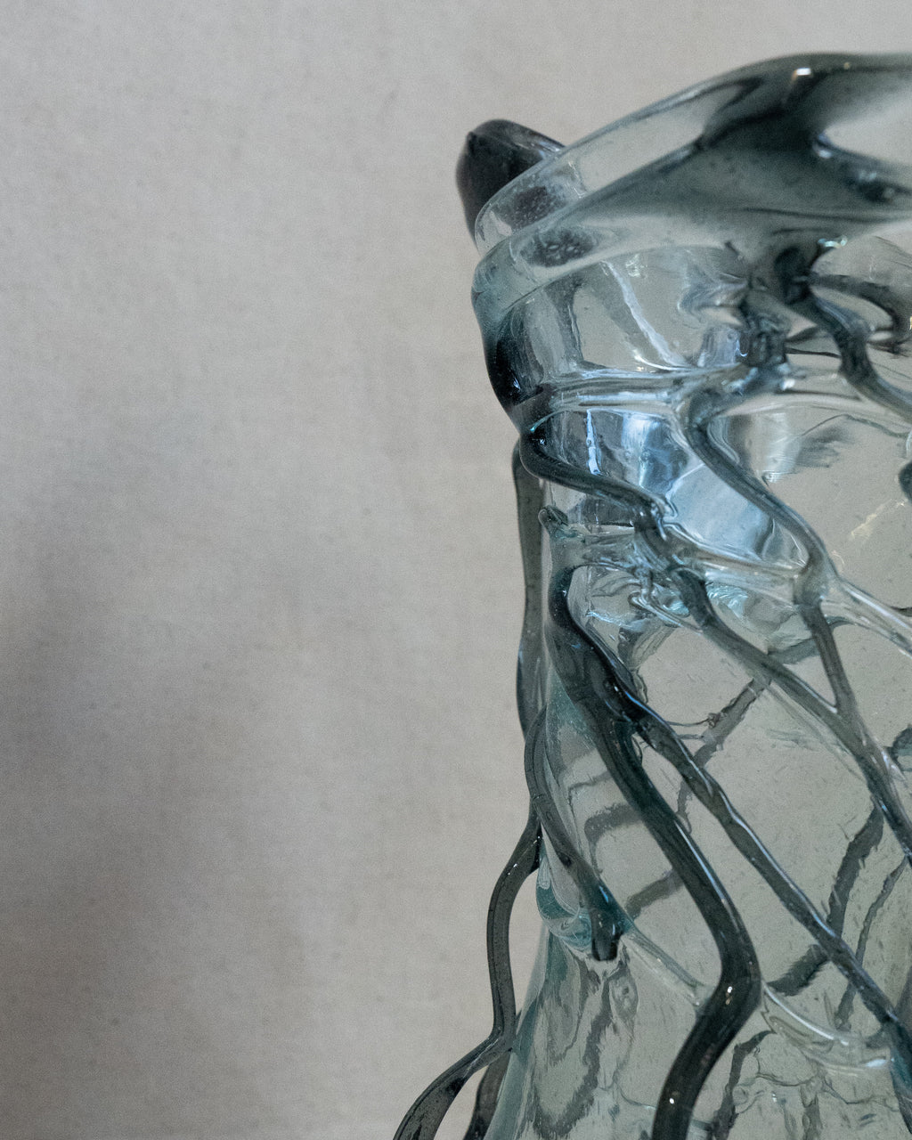 Hand blown blue art glass vase in art nouveau syle