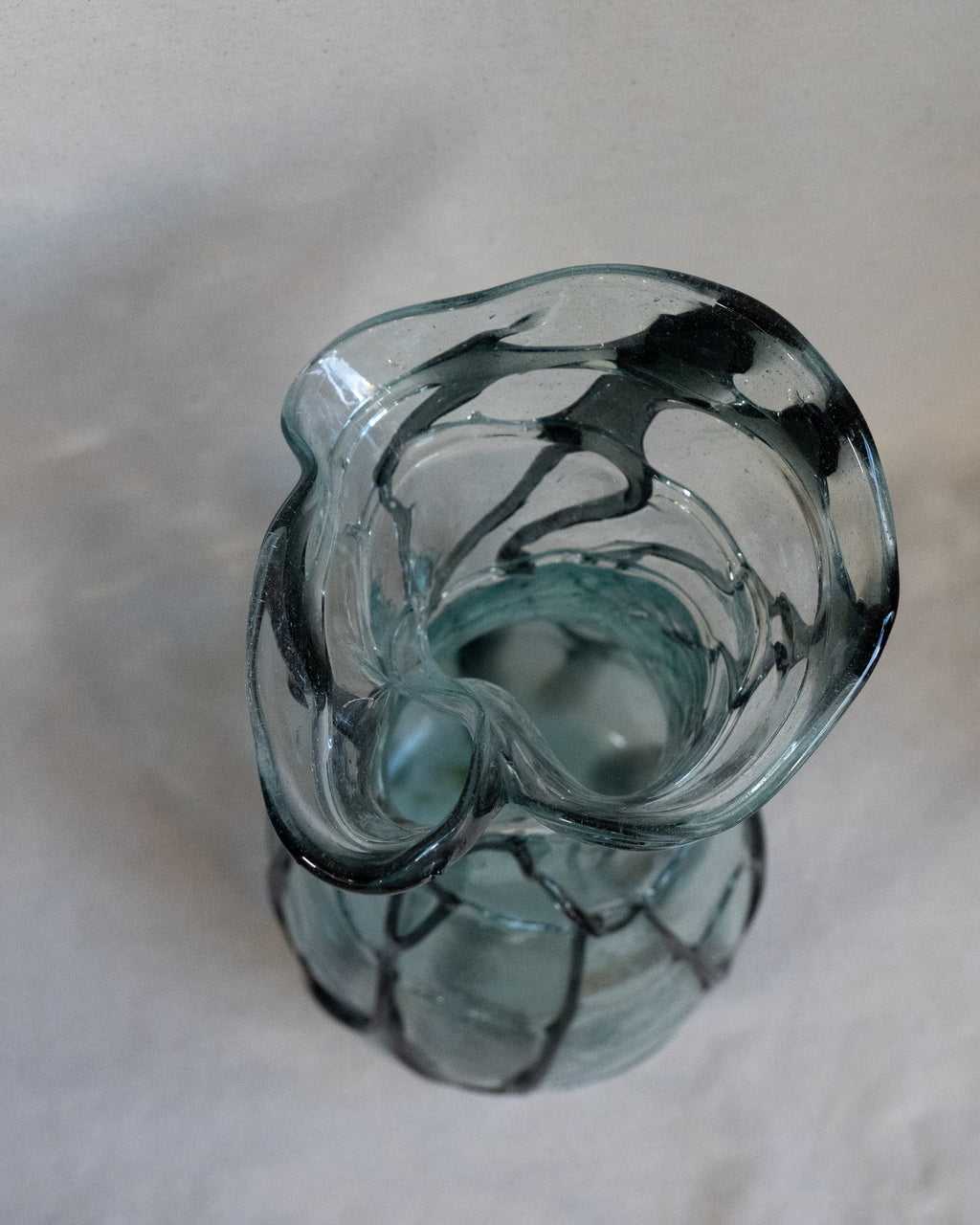 Hand blown blue art glass vase in art nouveau syle