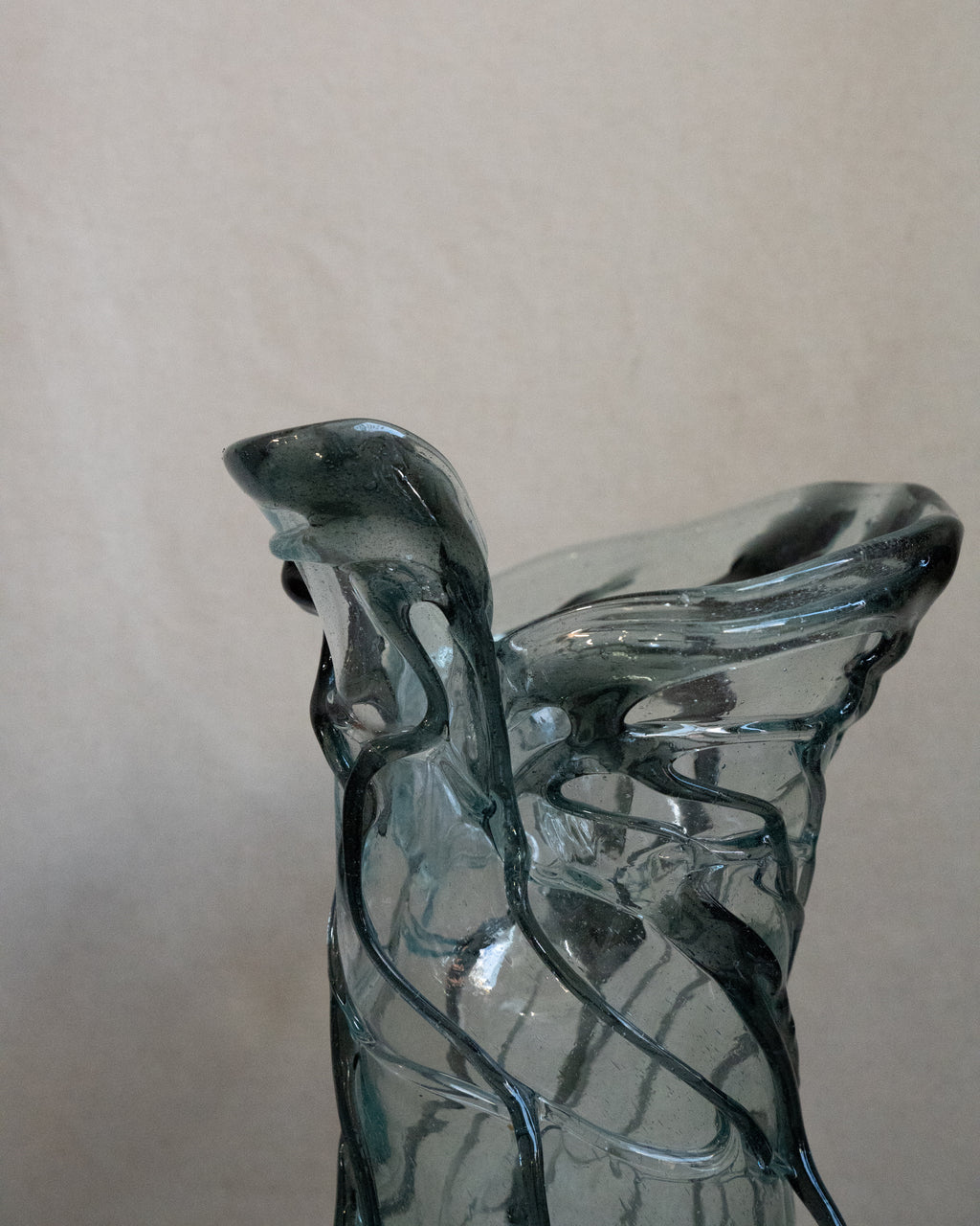 Hand blown blue art glass vase in art nouveau syle