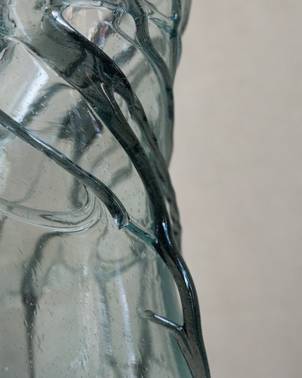 Hand blown blue art glass vase in art nouveau syle