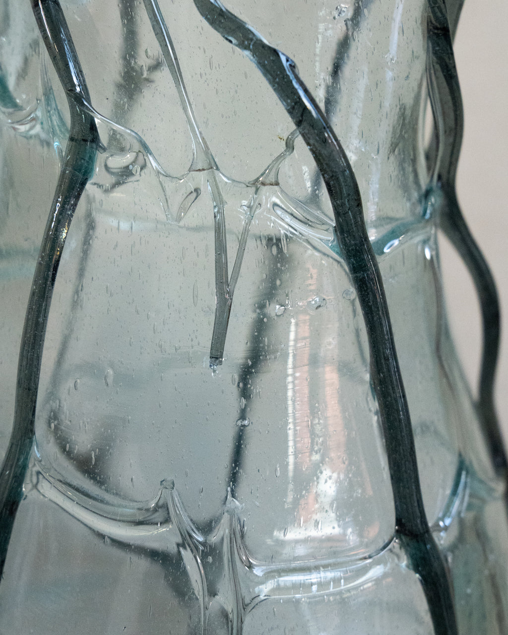 Hand blown blue art glass vase in art nouveau syle