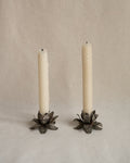 Pair of silver finish floral metal candle holders