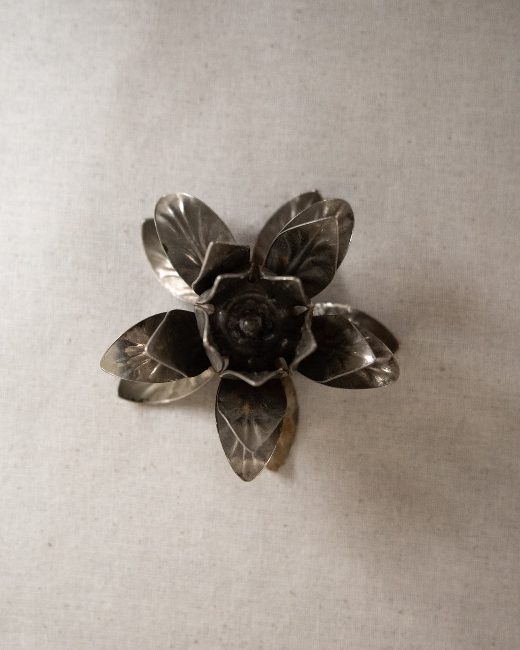 Pair of silver finish floral metal candle holders