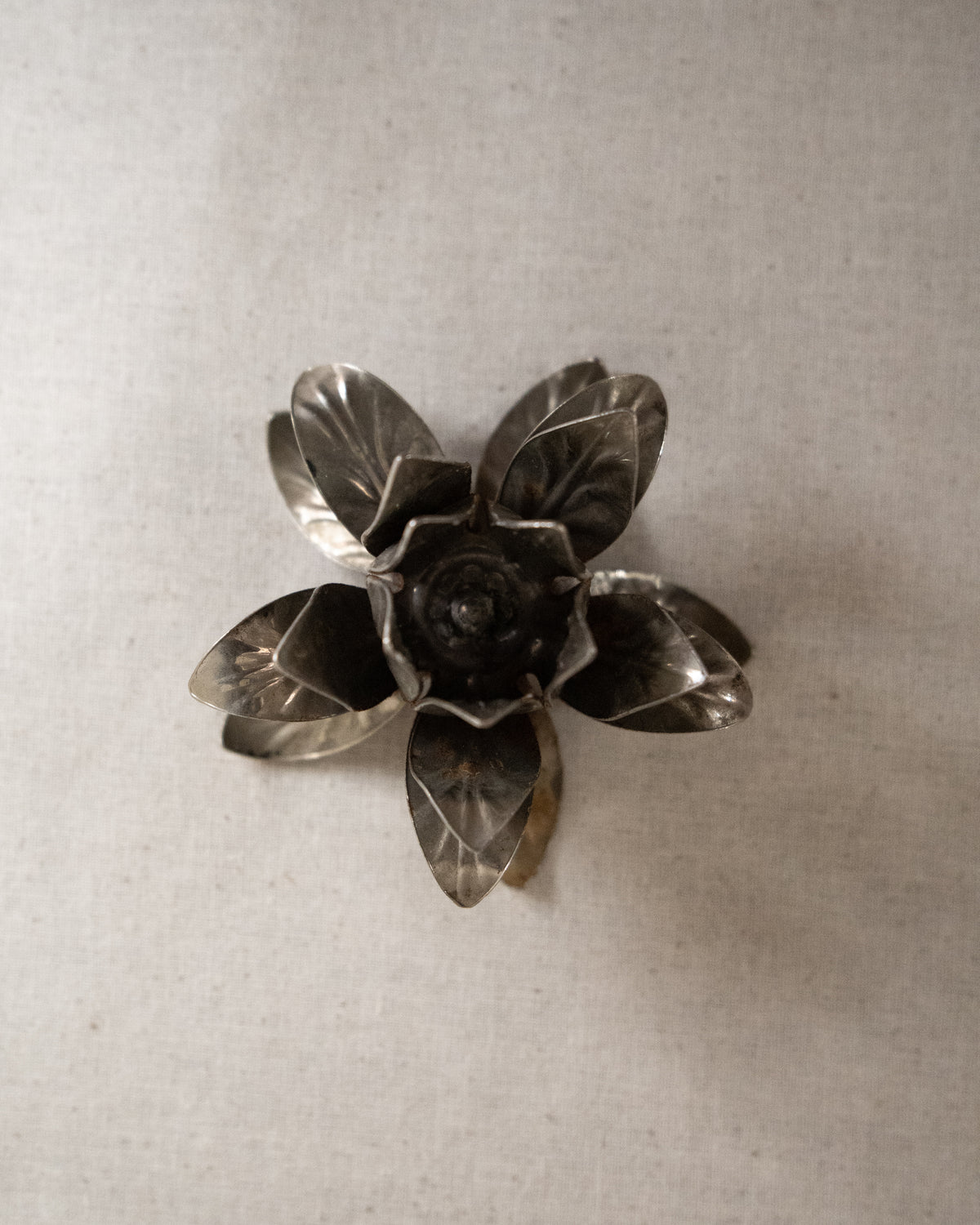 Pair of silver finish floral metal candle holders