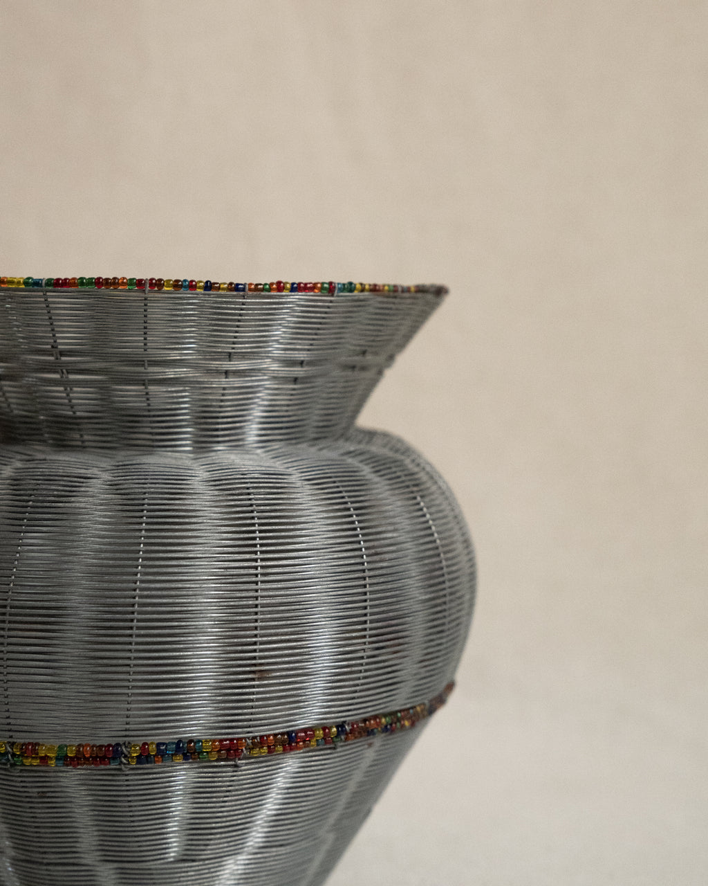 Fine wire vessel with colourful beads