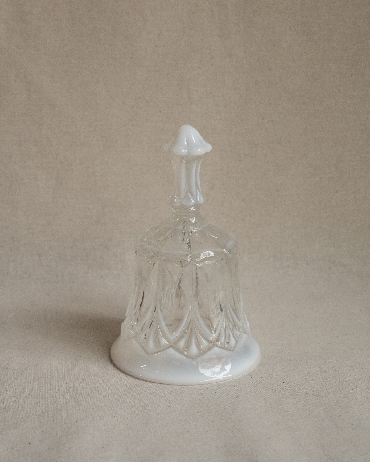 Opaline and clear glass bell