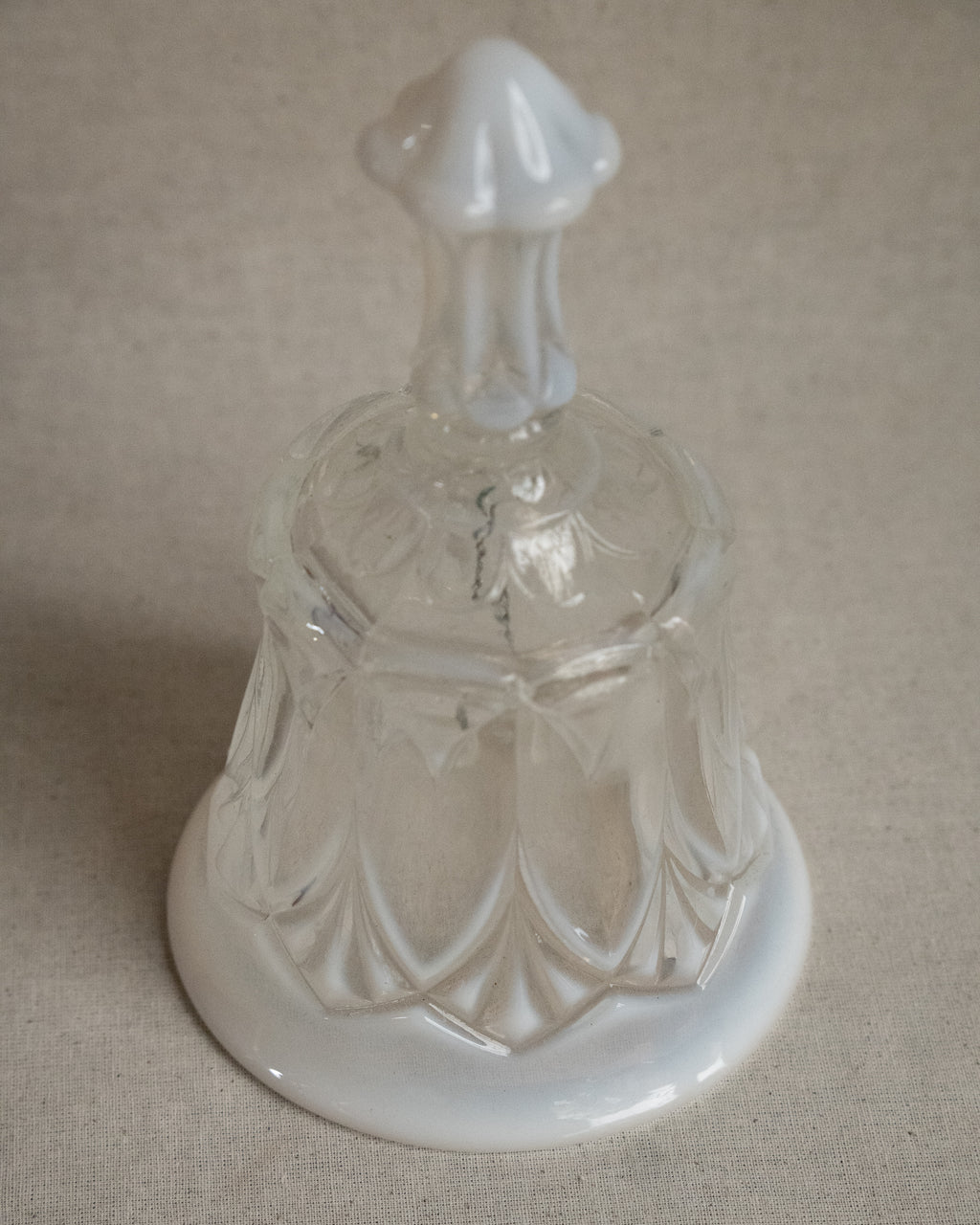 Opaline and clear glass bell