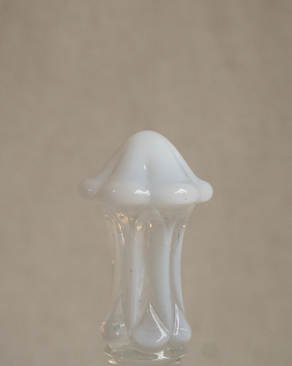Opaline and clear glass bell