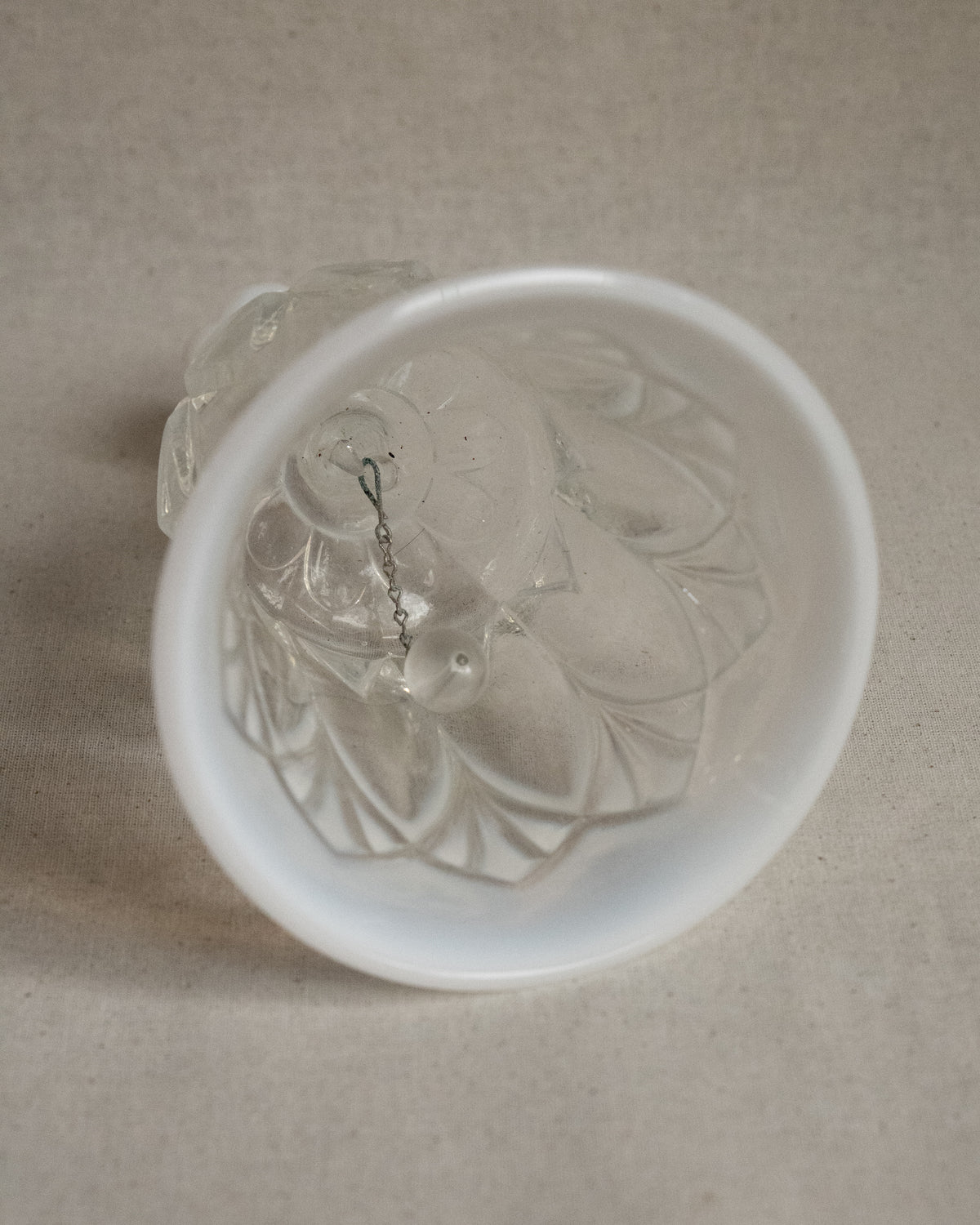 Opaline and clear glass bell