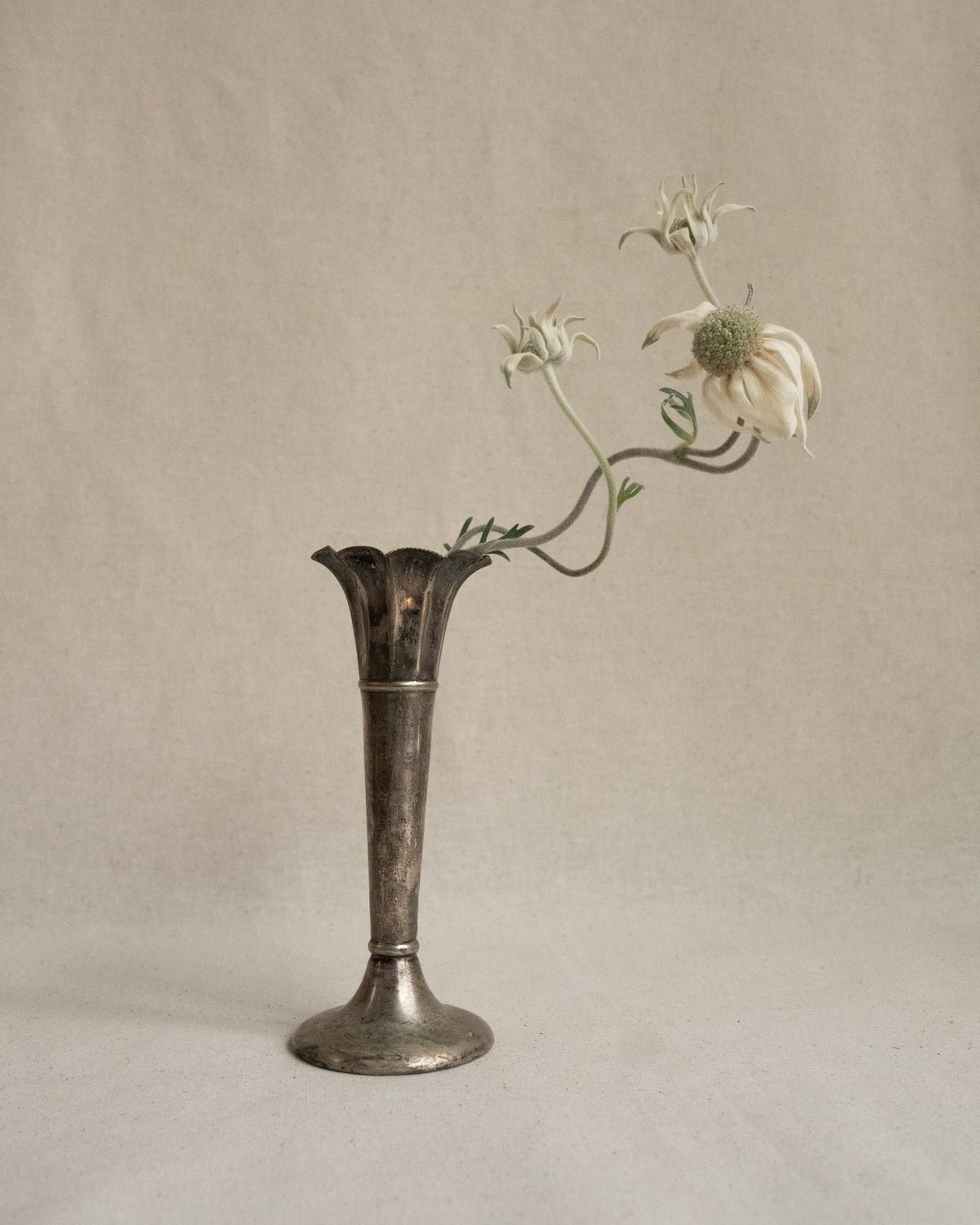 Pair of small silver plated tapered vases