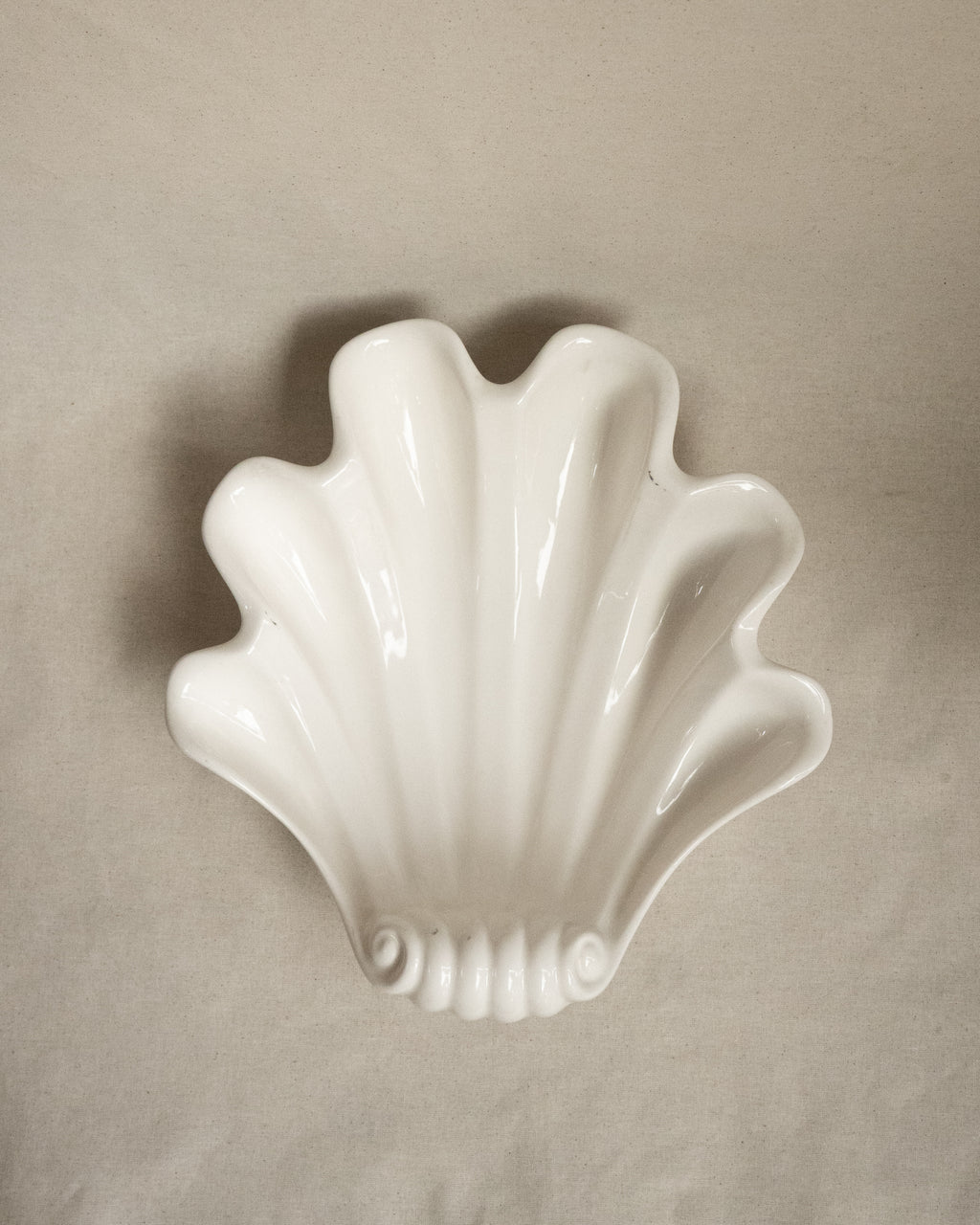 French white ceramic clam shell bowl