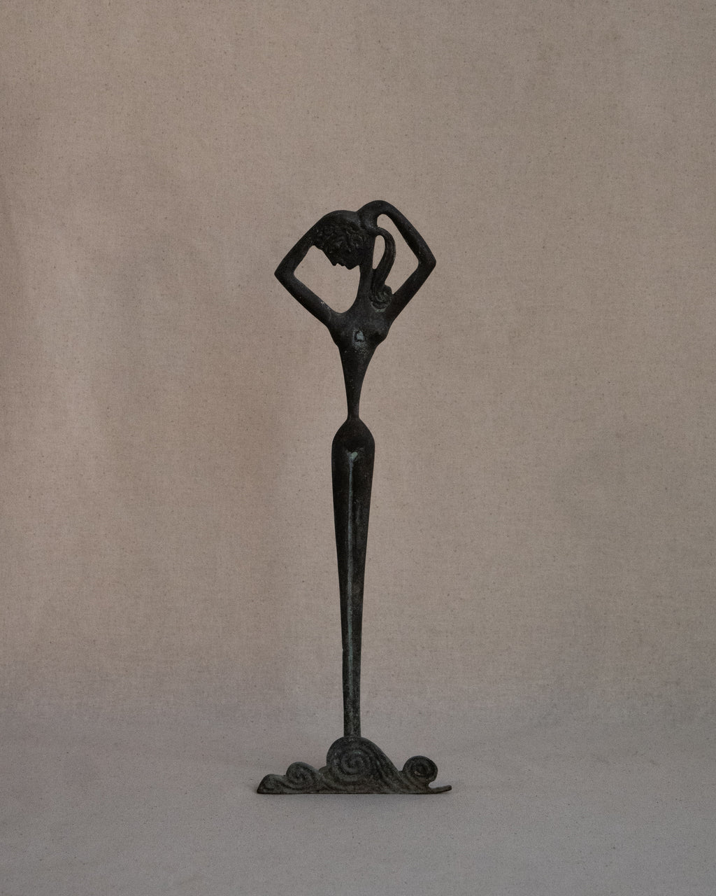 Mid-century oxidised bronze statue of Aphrodite, signed Sklavenitis