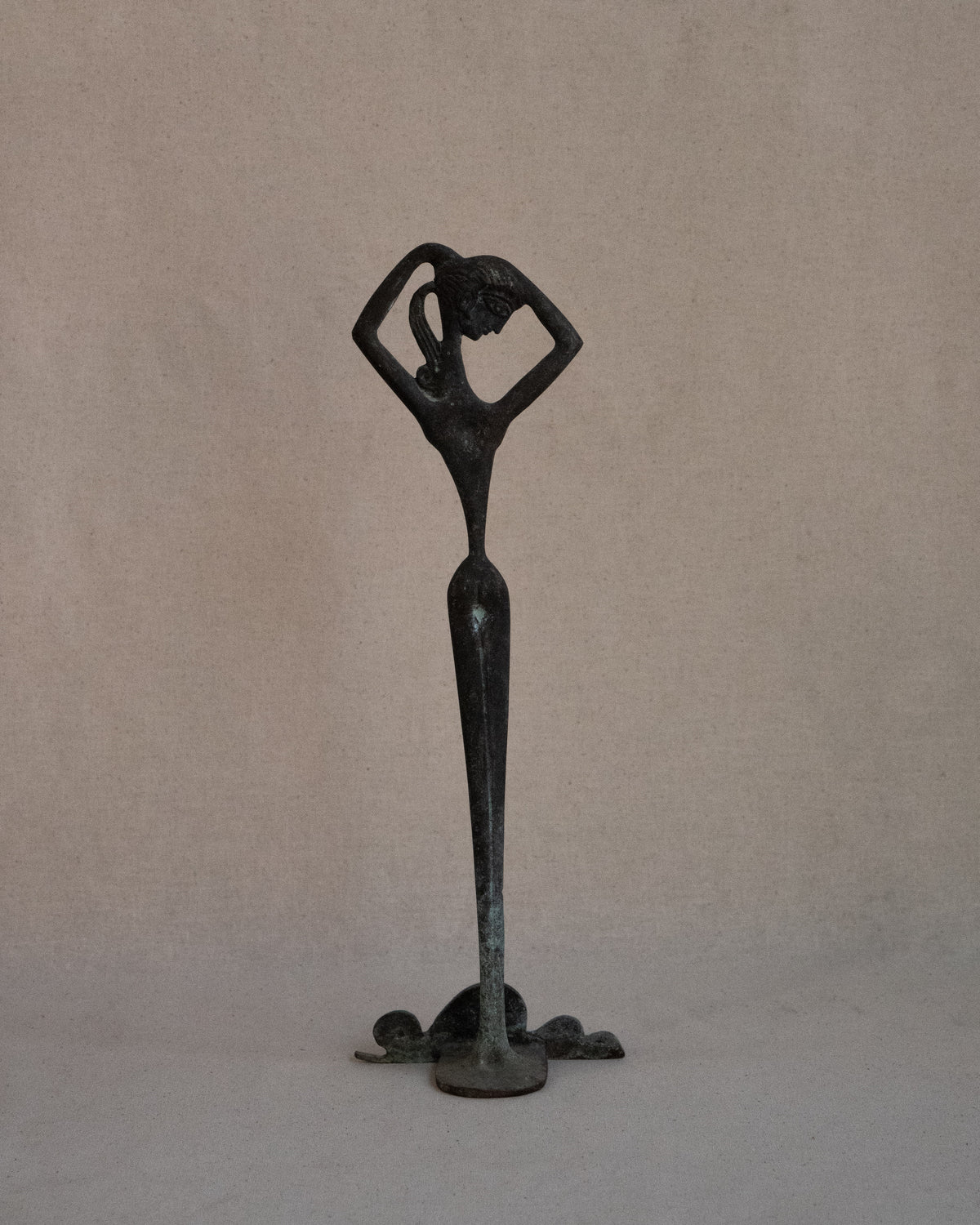 Mid-century oxidised bronze statue of Aphrodite, signed Sklavenitis