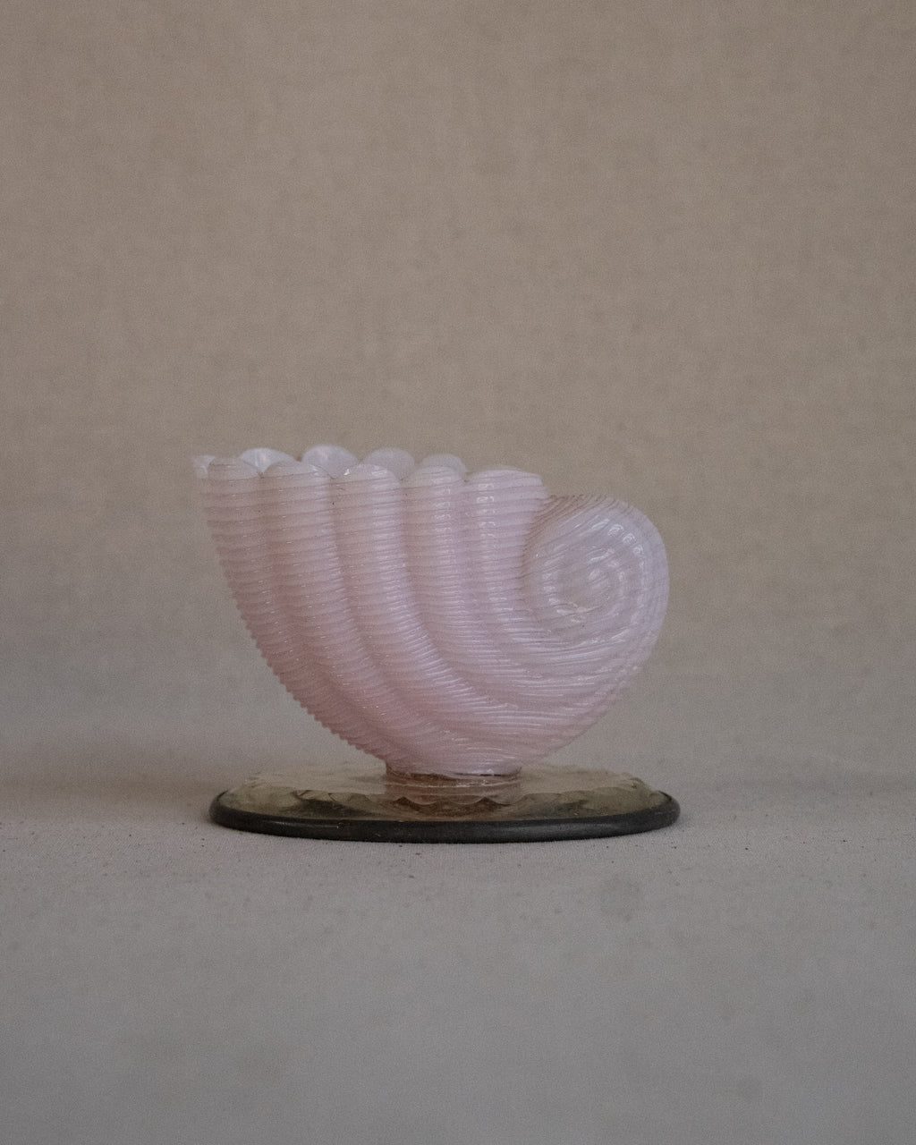 Late 19th century victorian pink opalescent glass shell spill vase on mirrored base