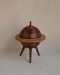 Wood inlaid raised ringed planet container
