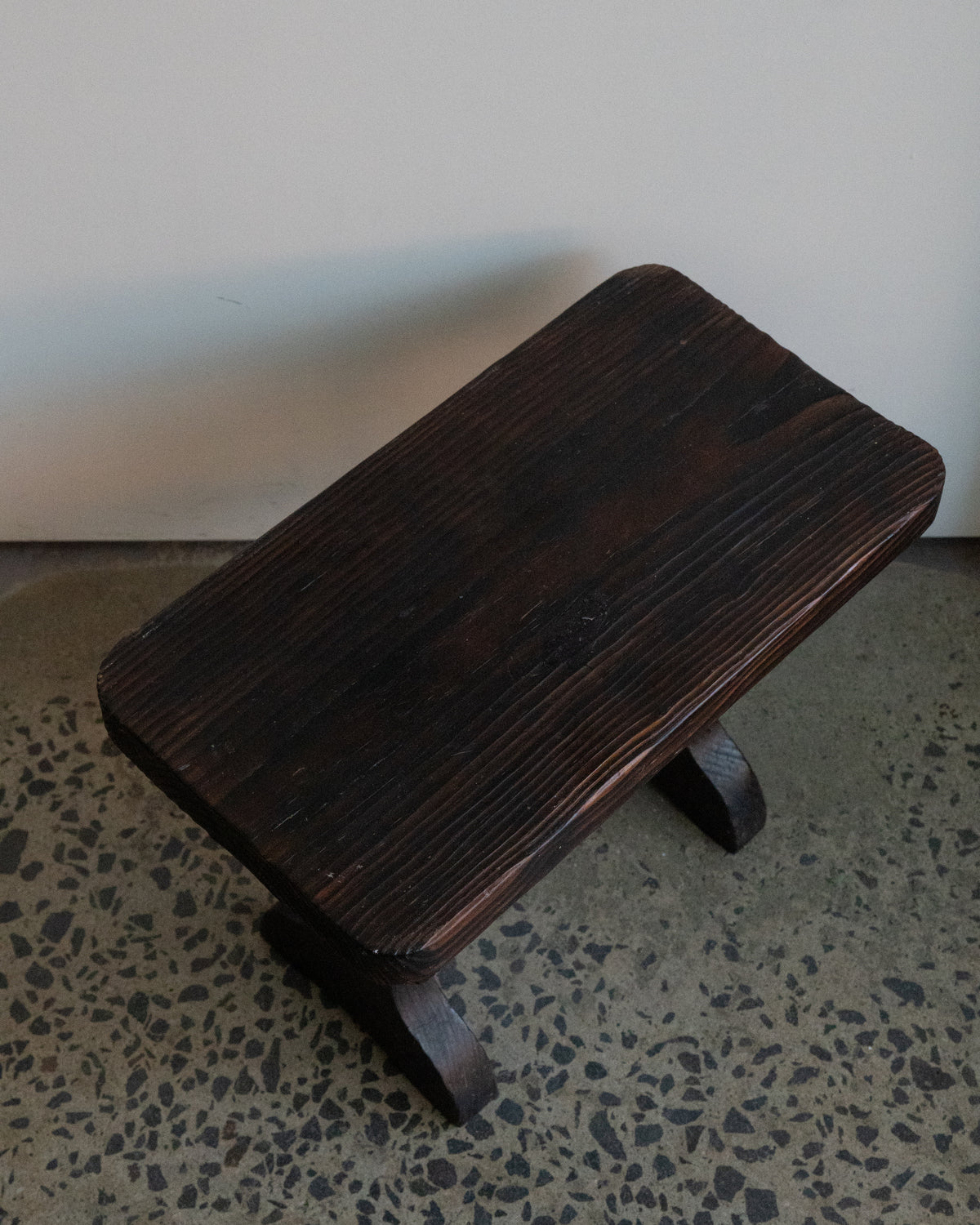 1960s Spanish dark cedar brutalist wooden stool