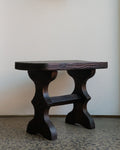 1960s Spanish dark cedar brutalist wooden stool