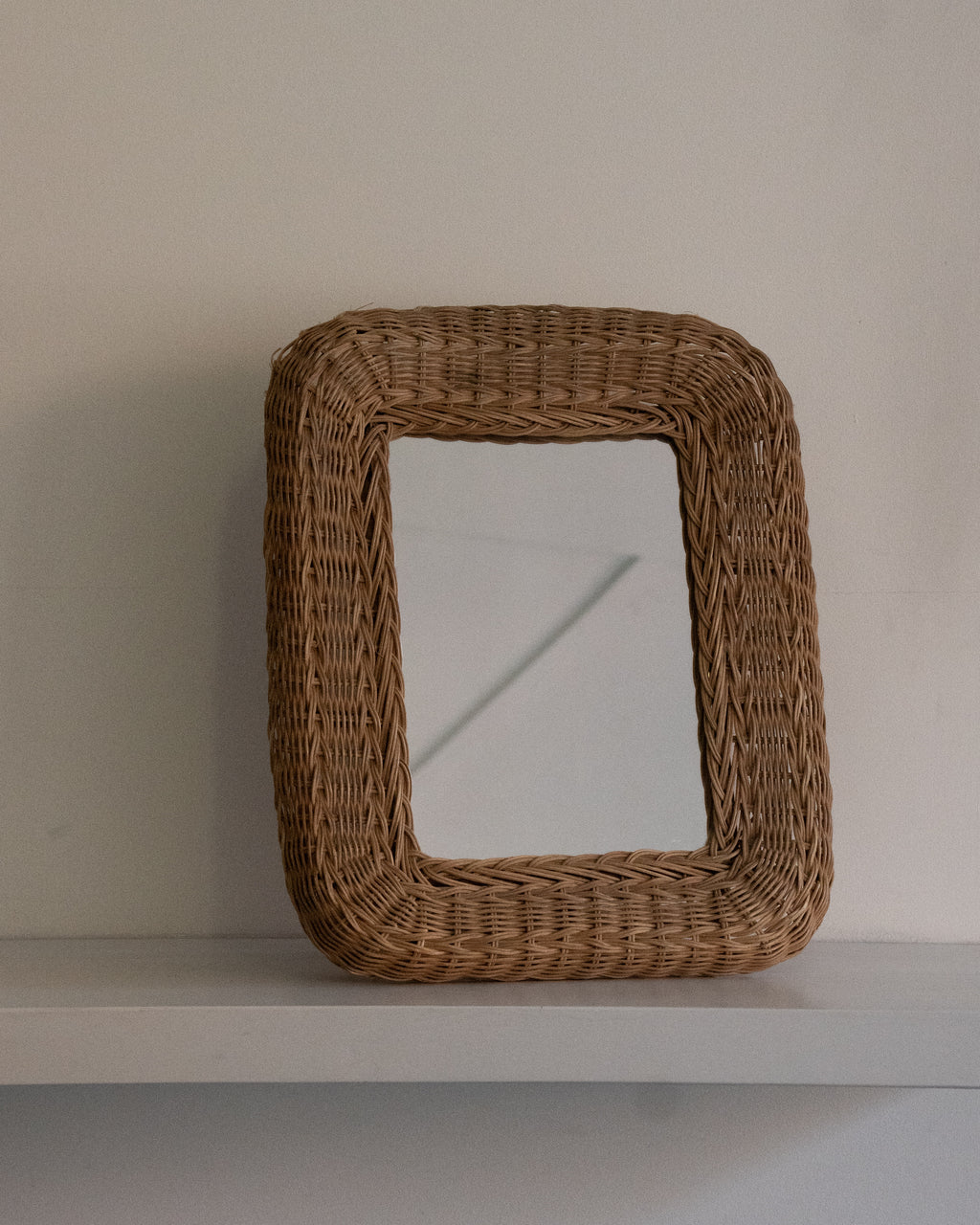 Rattan two in one standing and wall mirror