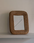 Rattan two in one standing and wall mirror