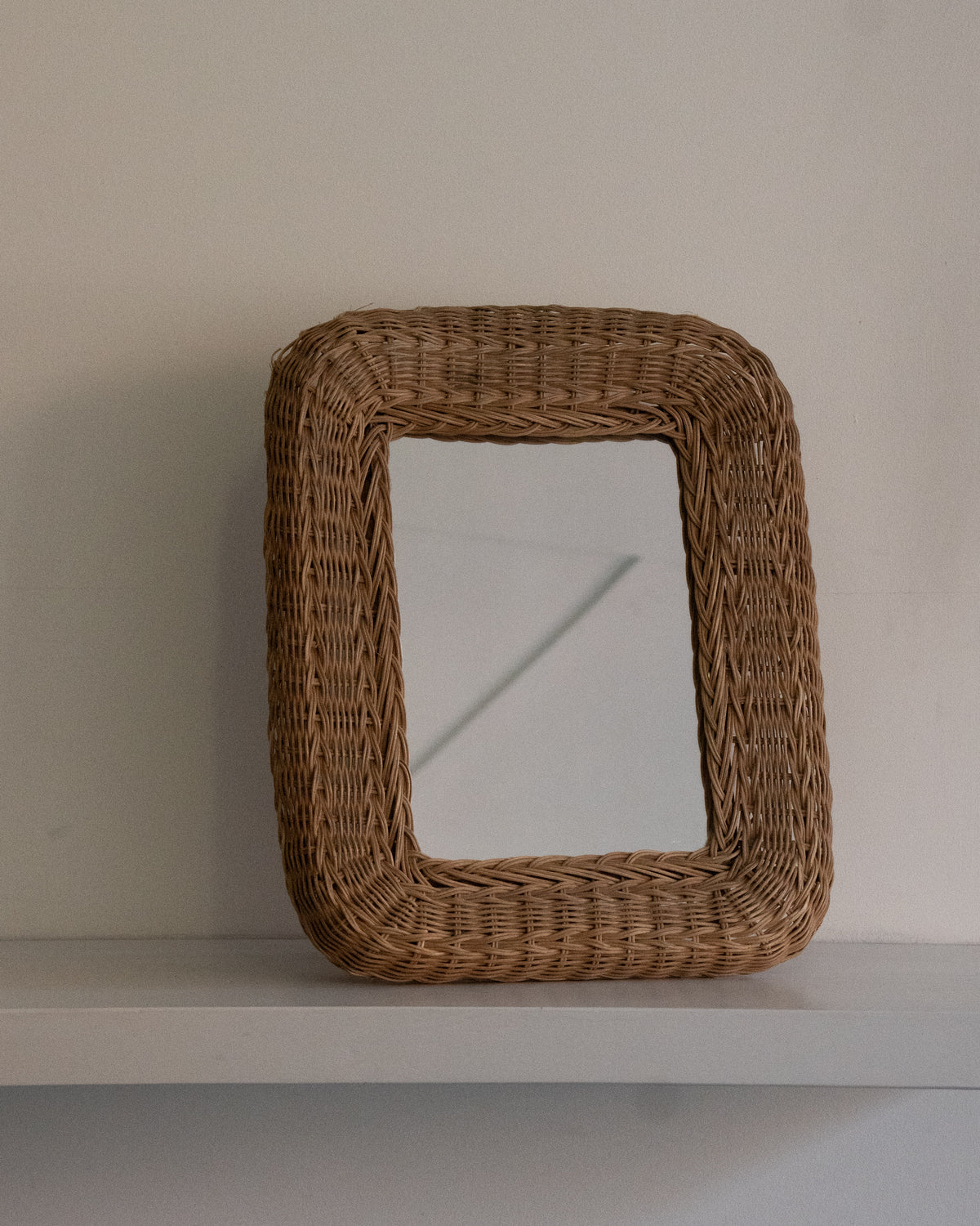 Rattan two in one standing and wall mirror
