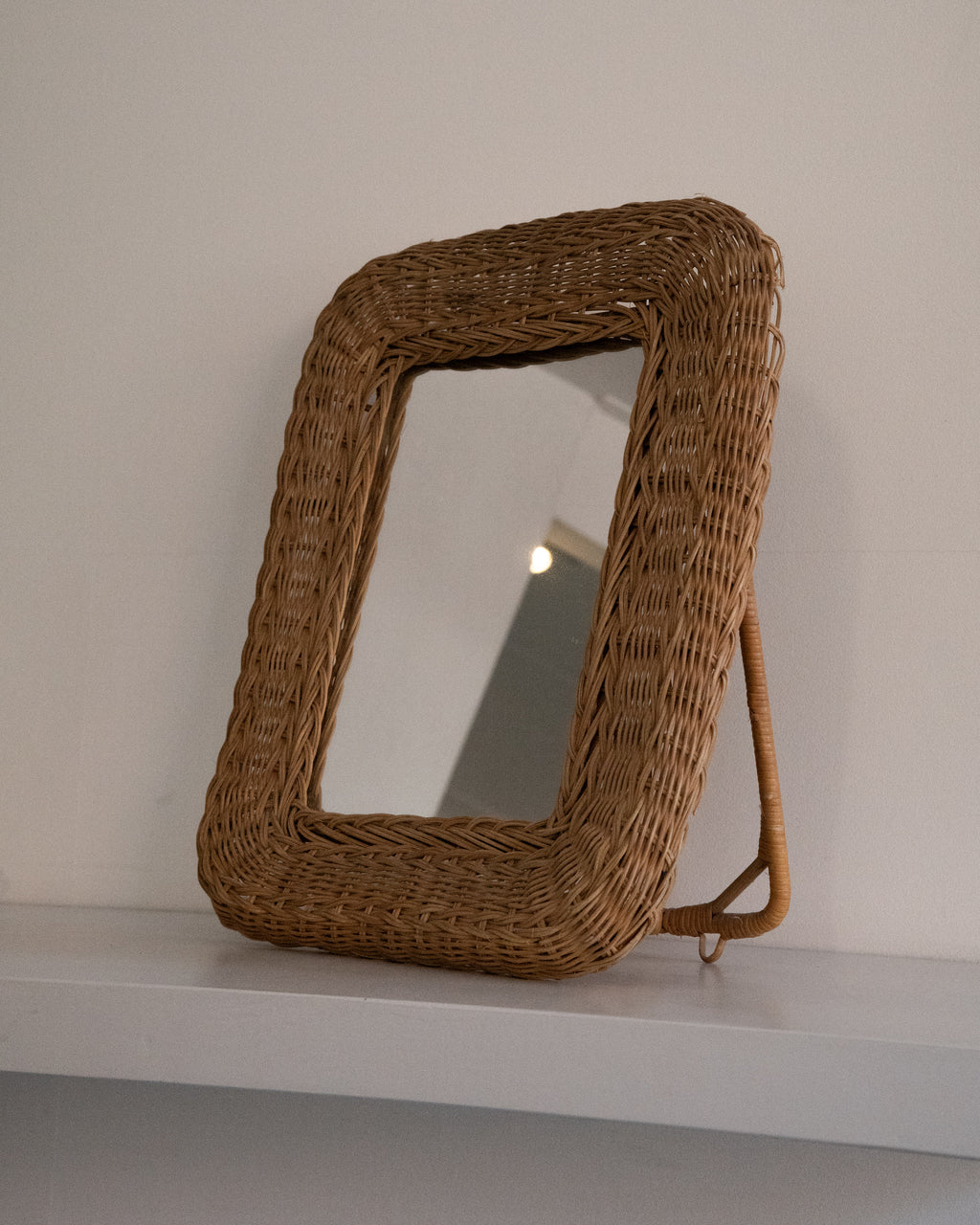 Rattan two in one standing and wall mirror